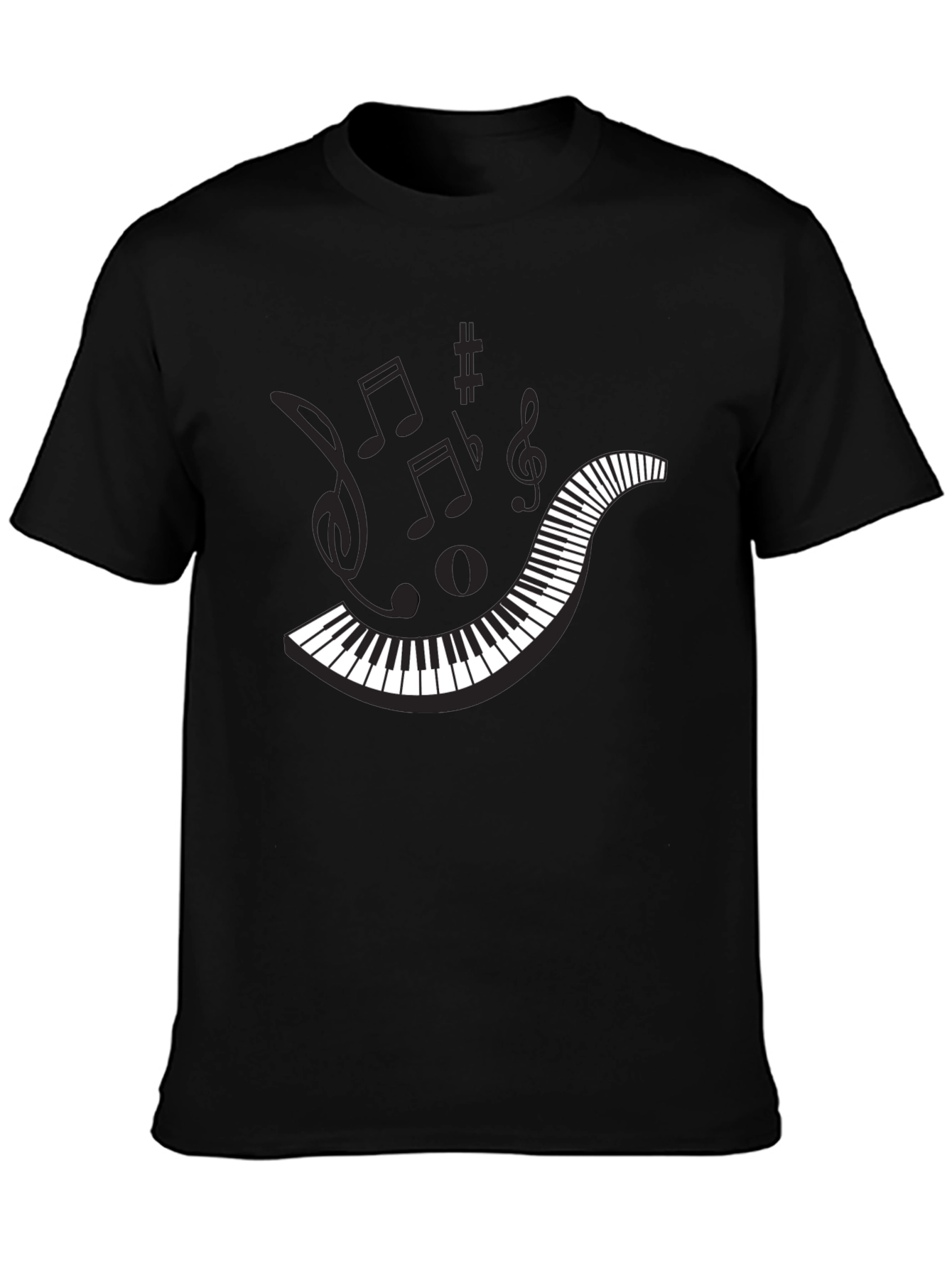 Musical Notes Graphic Tee - Black