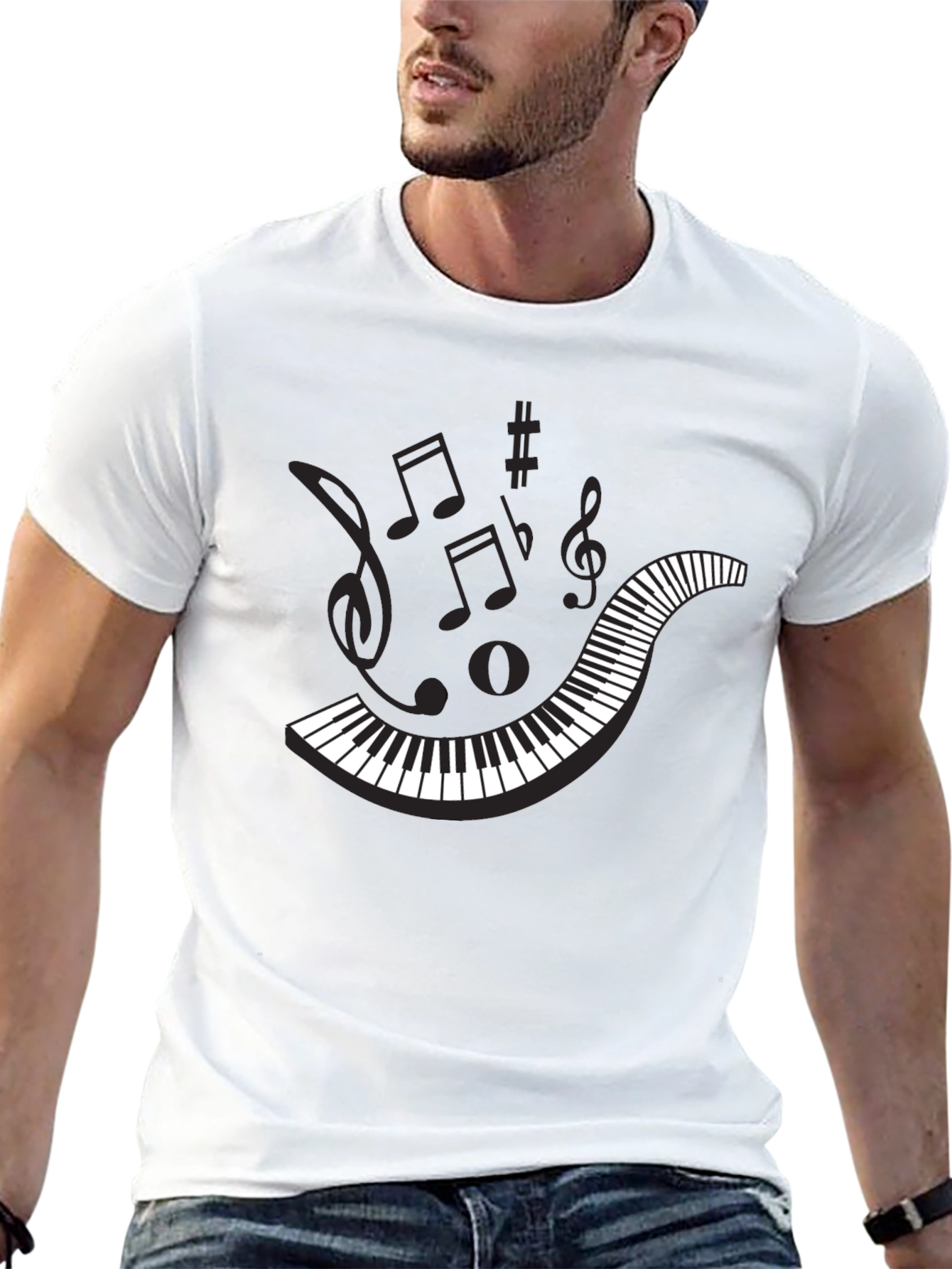 Musical Notes Graphic Tee - Black