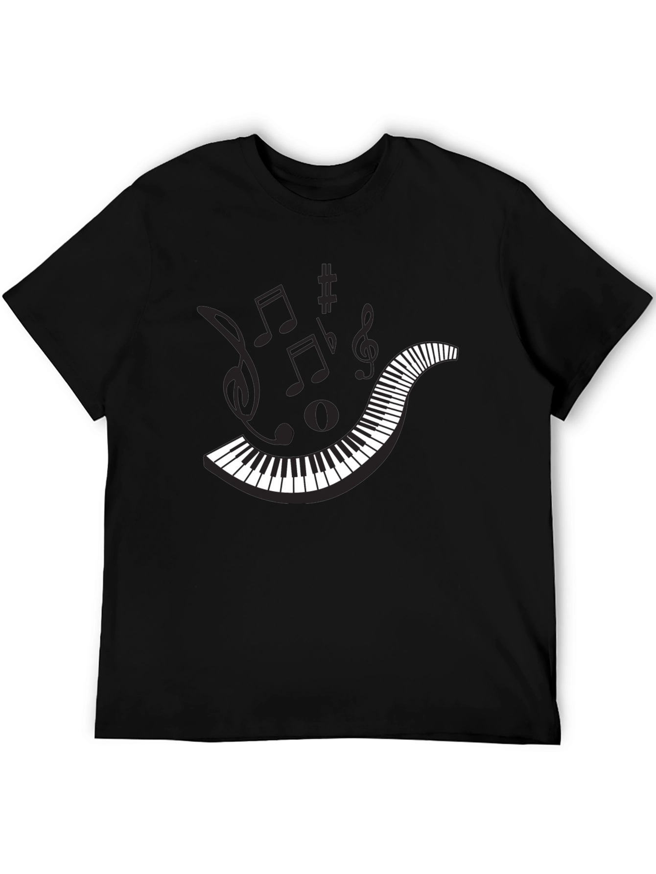 Musical Notes Graphic Tee - Black