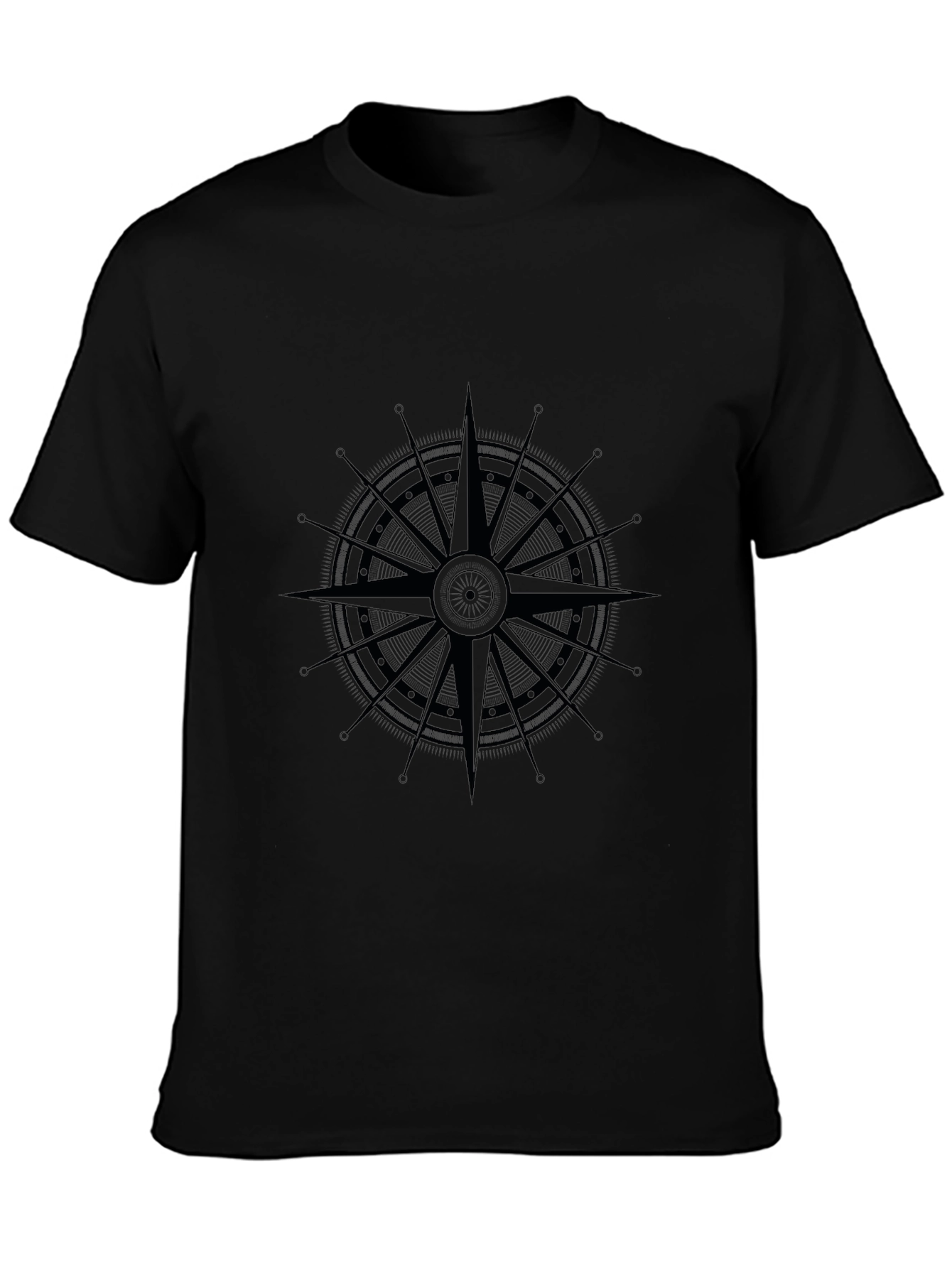 Mens Black Compass Graphic Tee