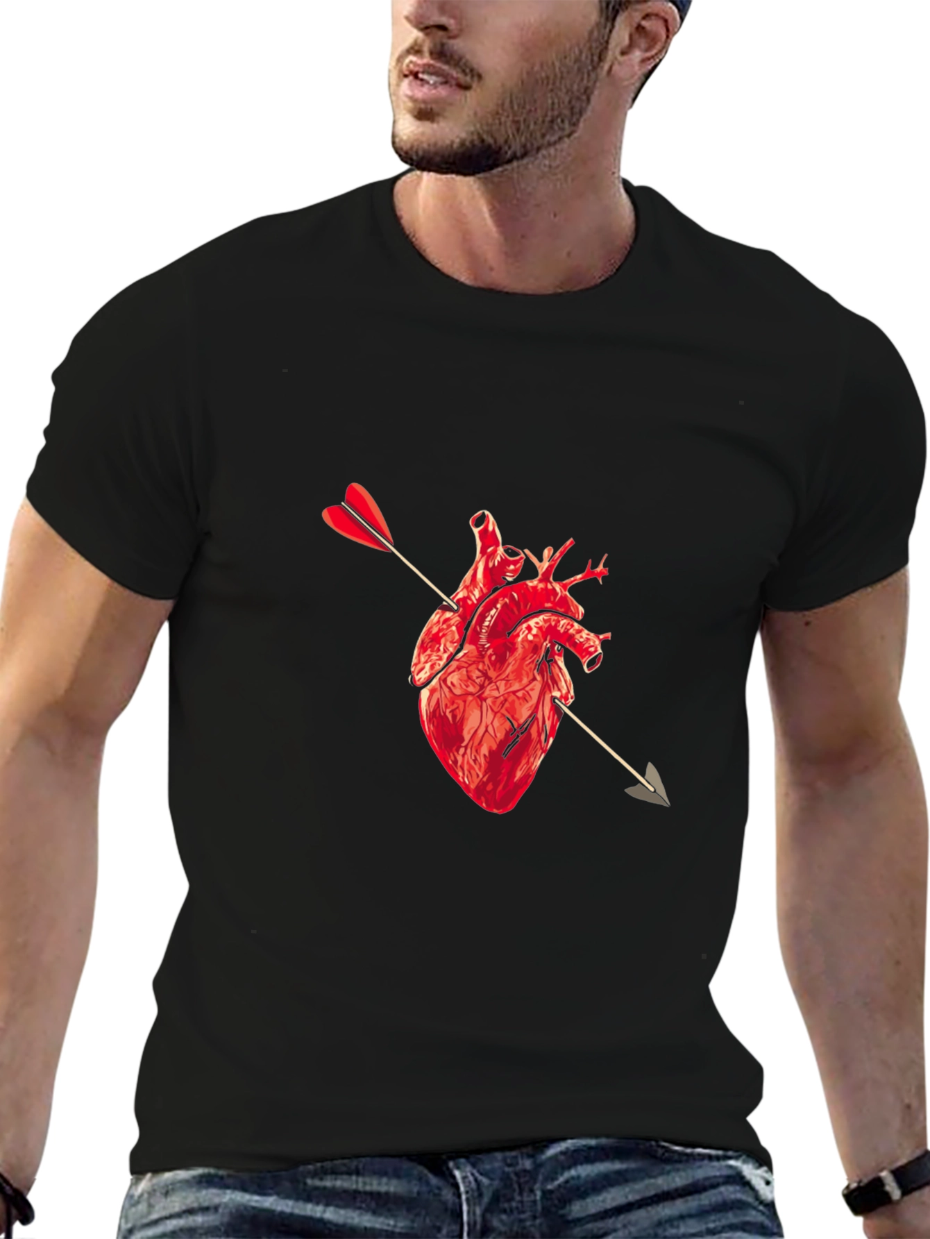 Heart Arrow Graphic Black Tee