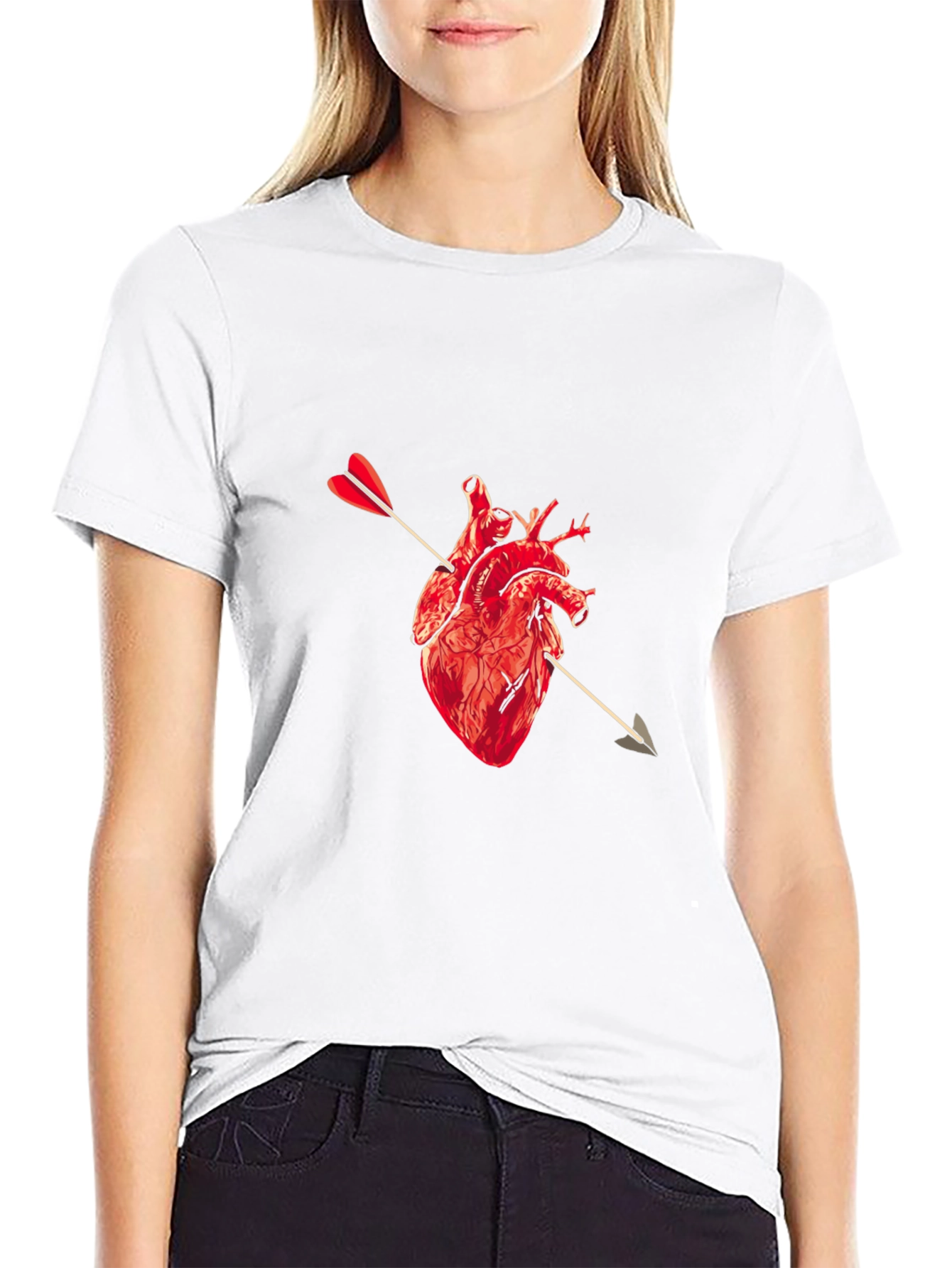 Heart Arrow Graphic Black Tee