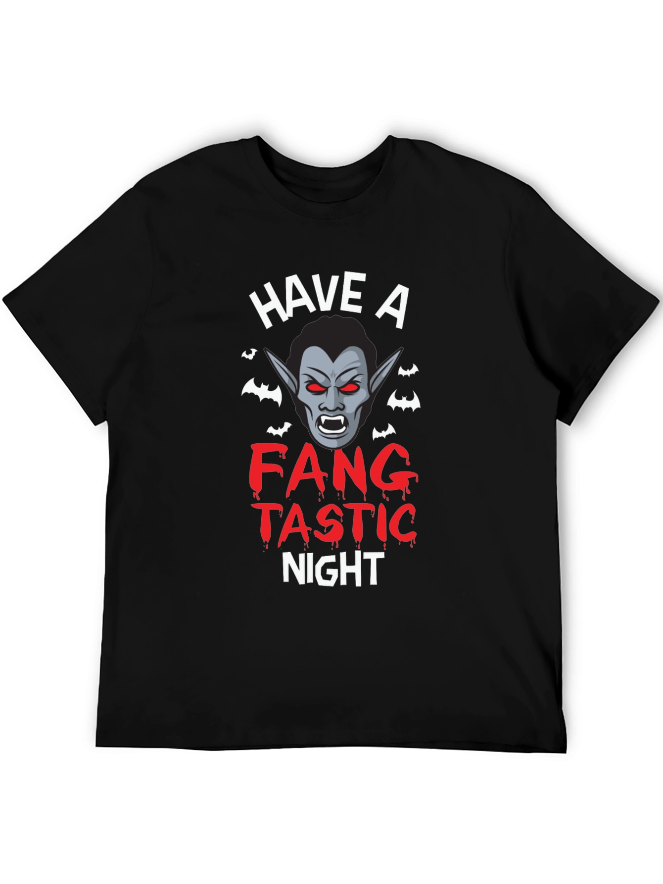 Fangtastic Night Black T-Shirt Halloween Vampire Tee