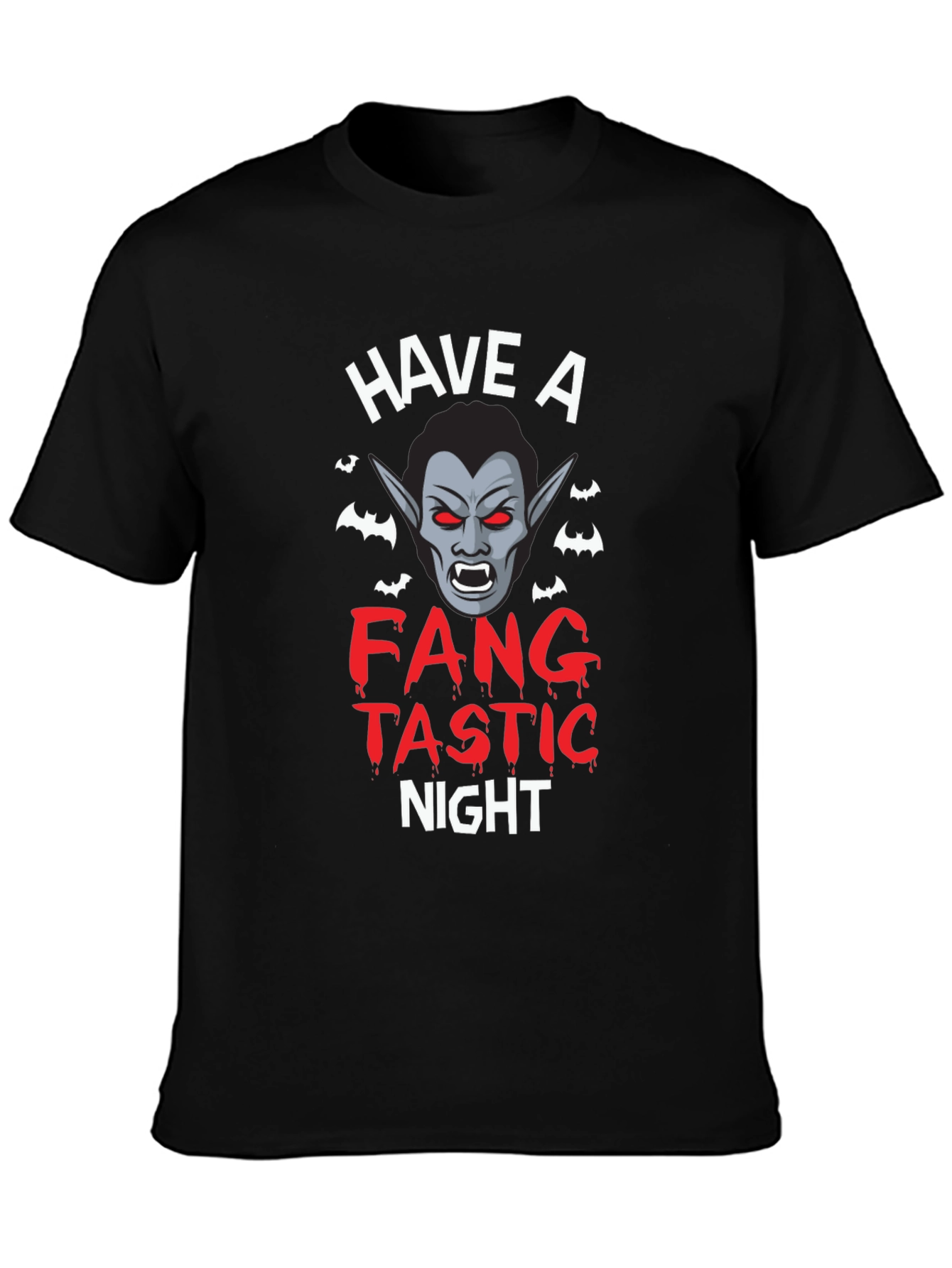 Fangtastic Night Black T-Shirt Halloween Vampire Tee