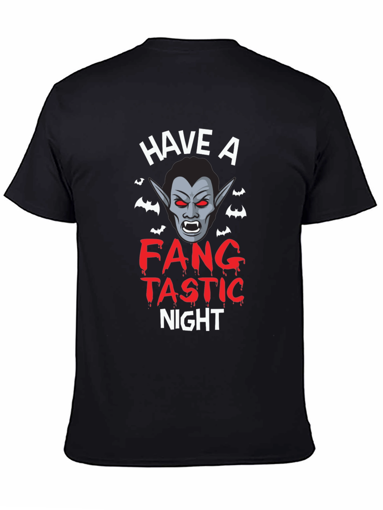 Fangtastic Night Black T-Shirt Halloween Vampire Tee