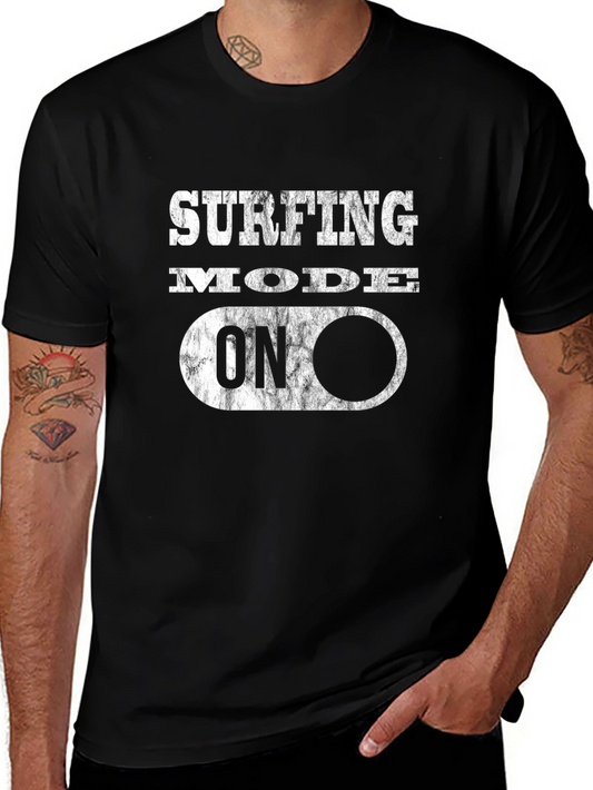 Surfing Mode On Black T-Shirt
