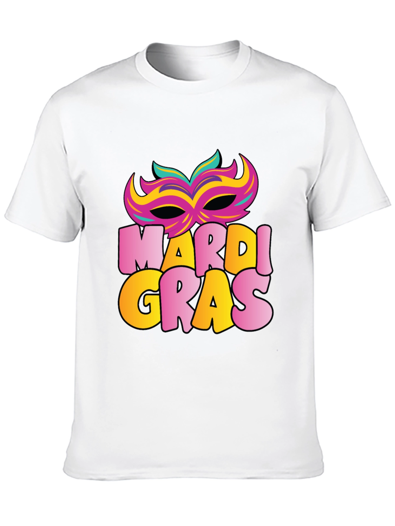 Mardi Gras Mask T-Shirt - Black Cotton Tee
