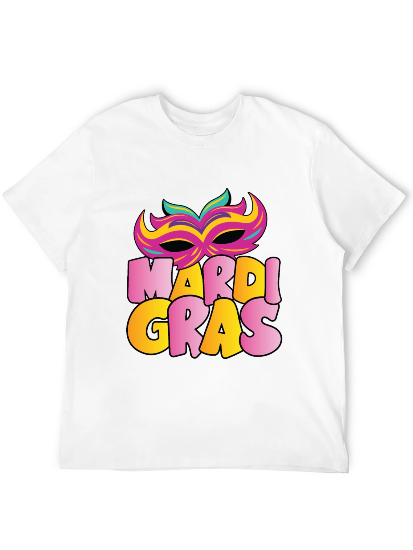 Mardi Gras Mask T-Shirt - Black Cotton Tee
