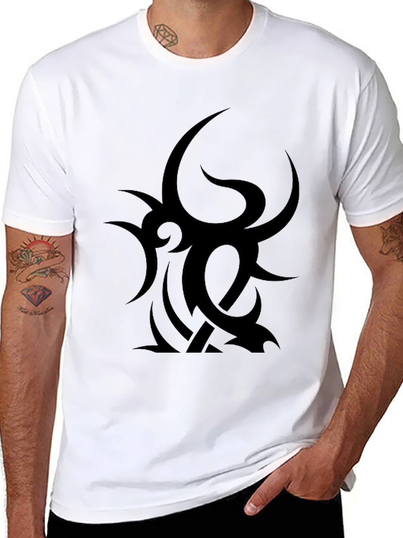 Tribal Graphic Black Tee - Bold & Edgy Style