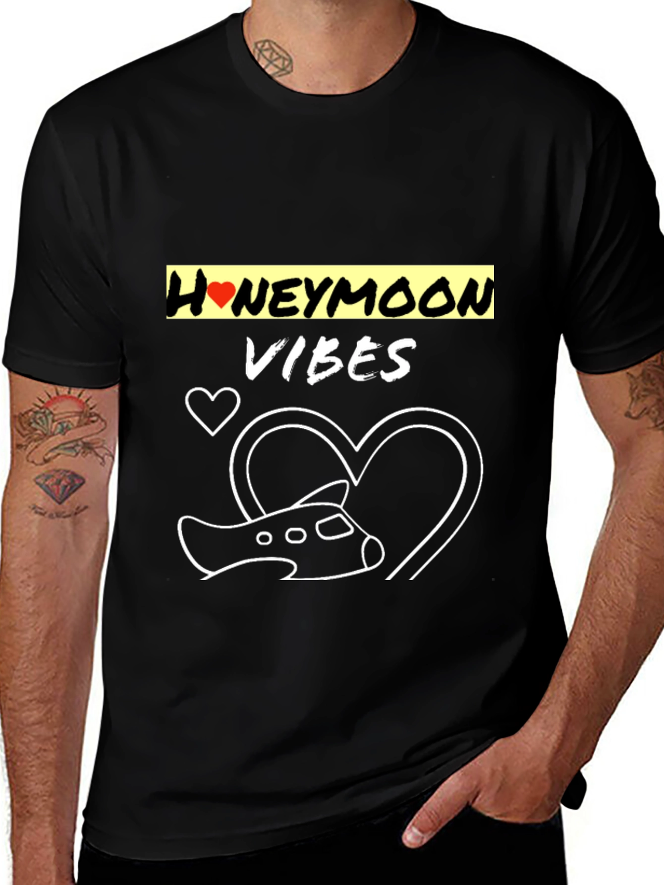 Honeymoon Vibes Black Graphic Tee