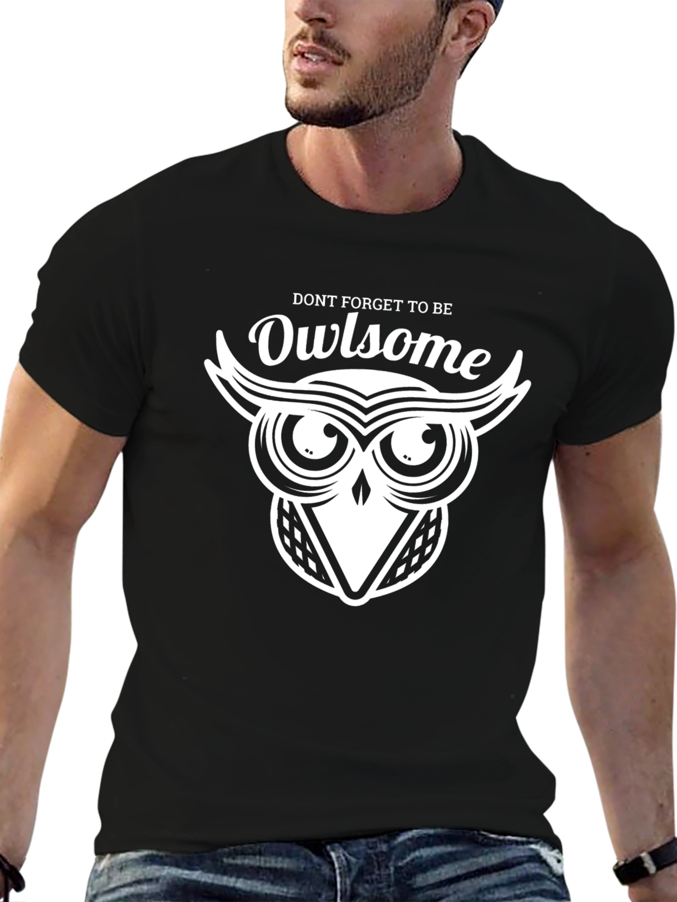 Owl-some Graphic Tee - Black Cotton T-Shirt