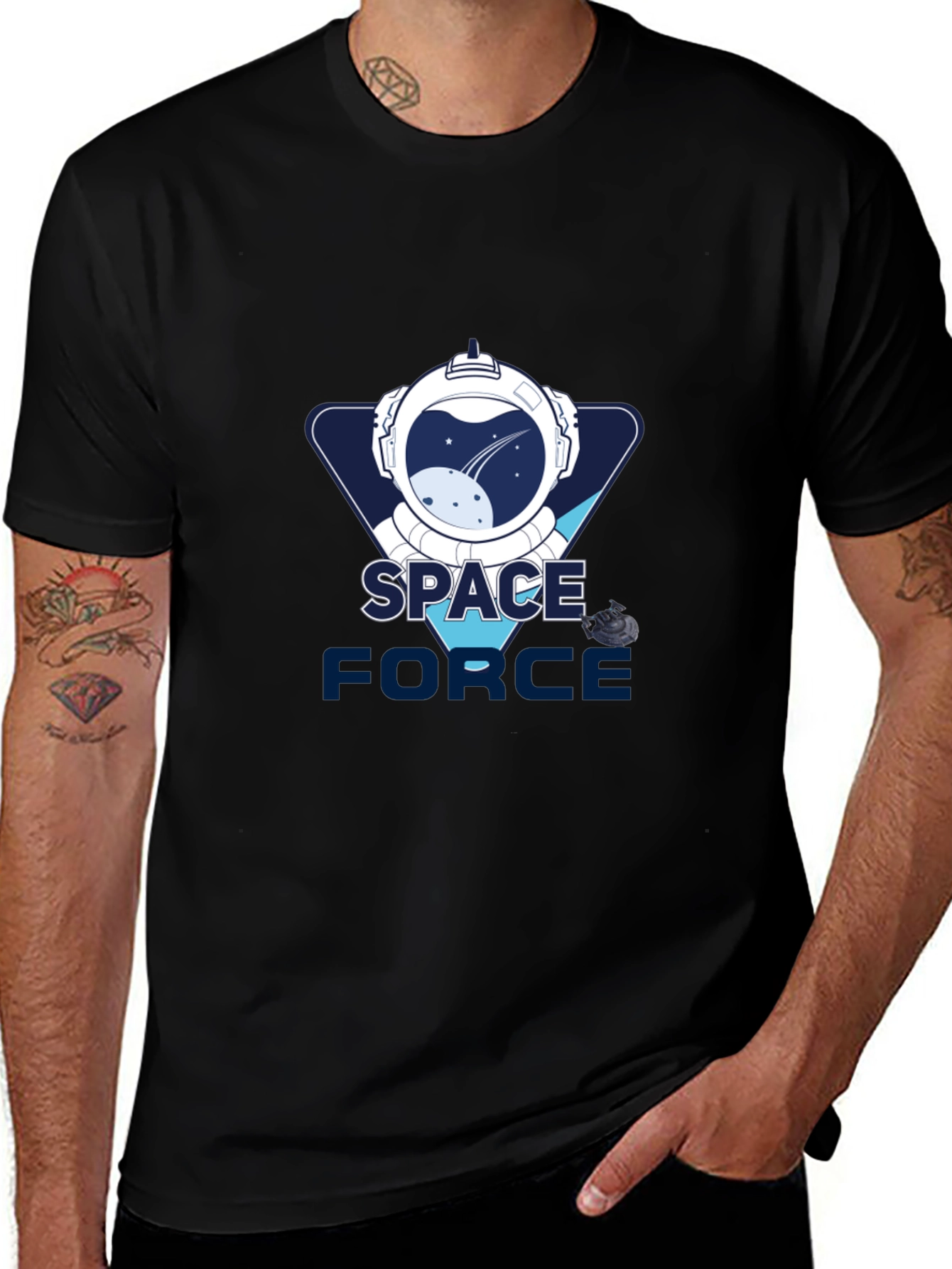 Space Force Graphic T-Shirt - Black Cotton Tee