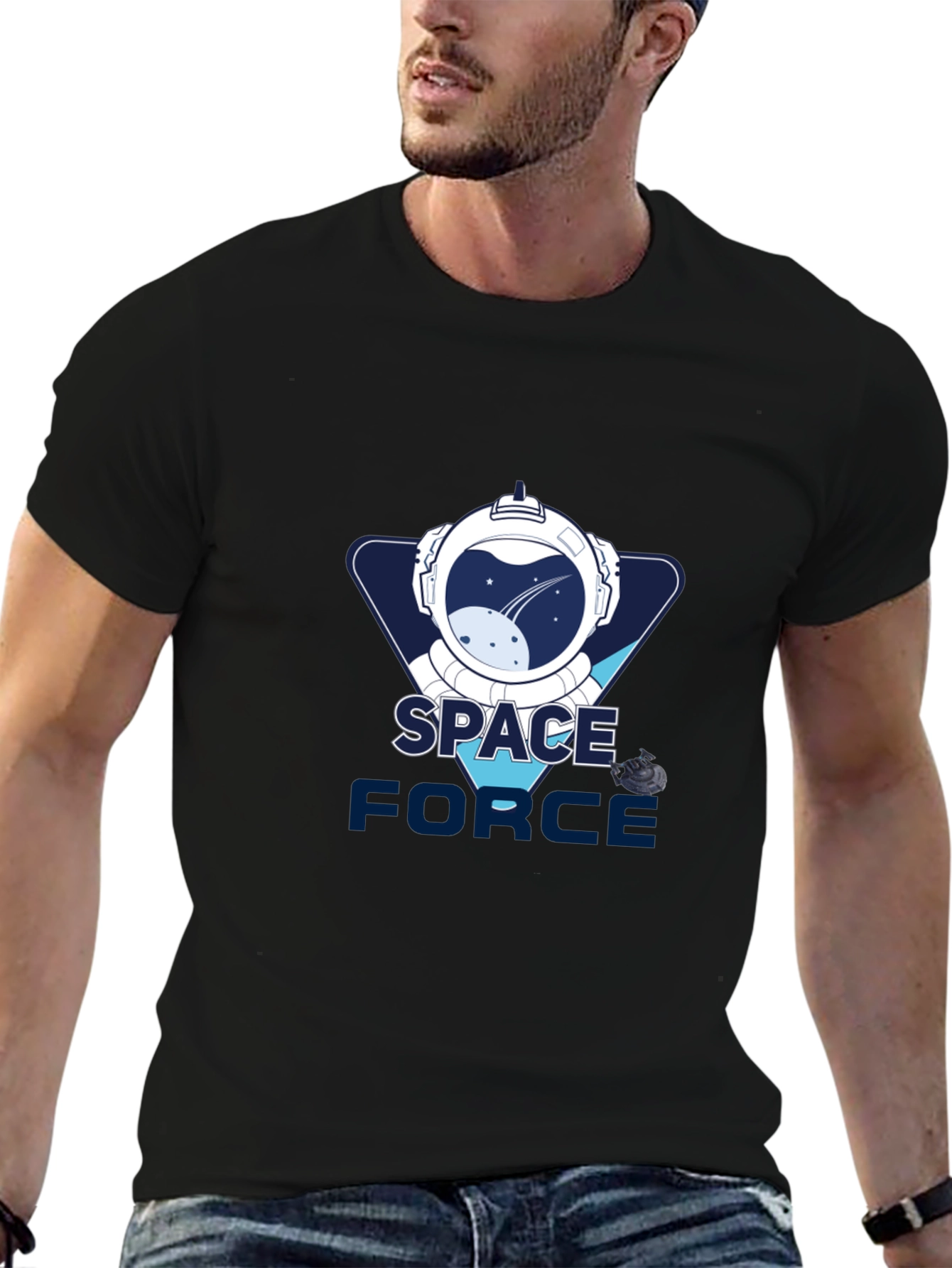 Space Force Graphic T-Shirt - Black Cotton Tee