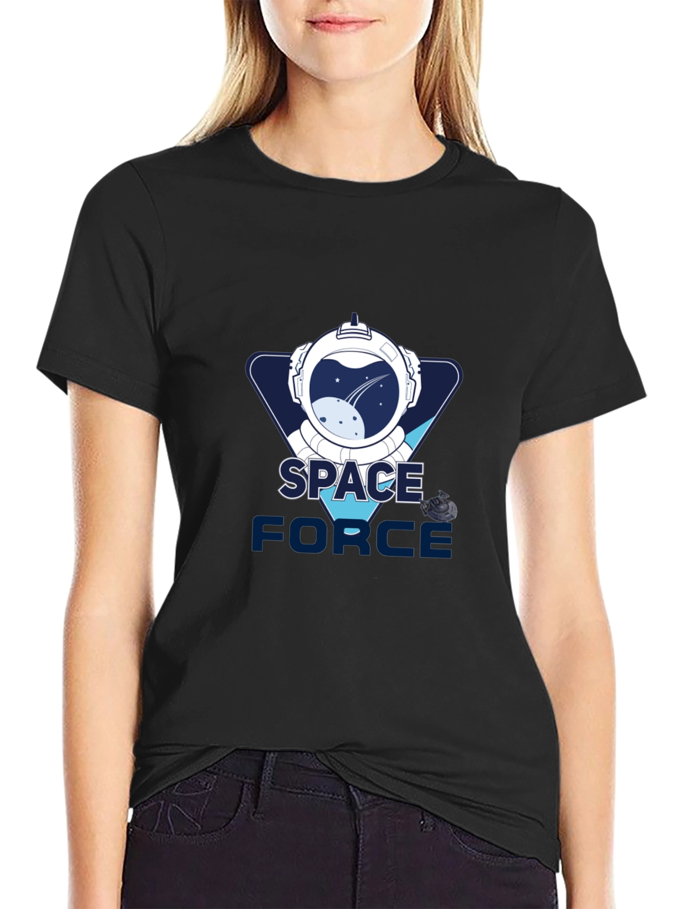 Space Force Graphic T-Shirt - Black Cotton Tee