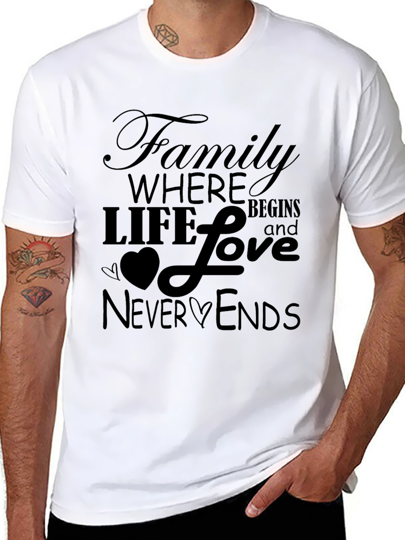 Family Love T-Shirt - Begins and Never Ends