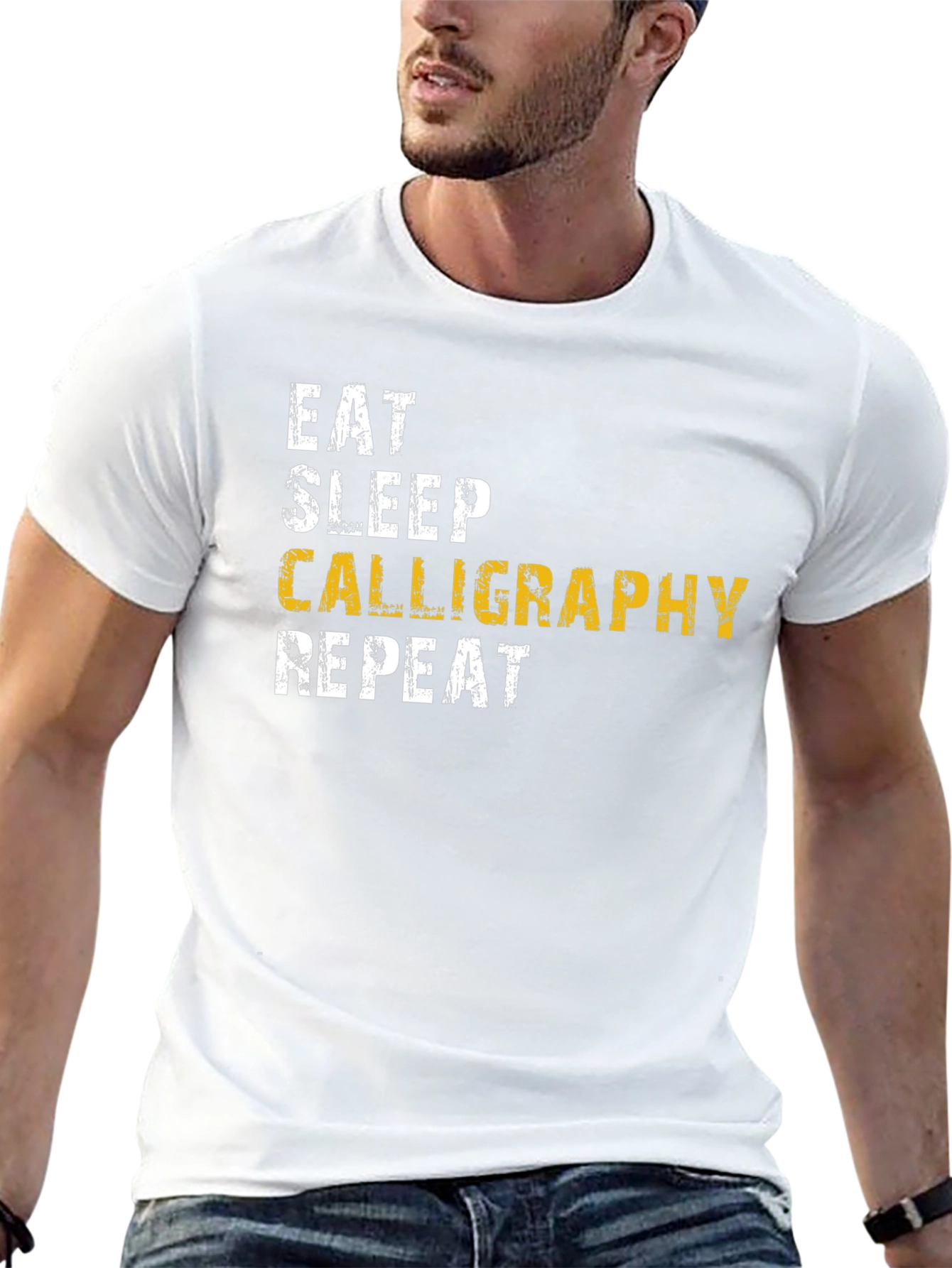 Calligraphy Enthusiast T-Shirt - Eat Sleep Repeat!