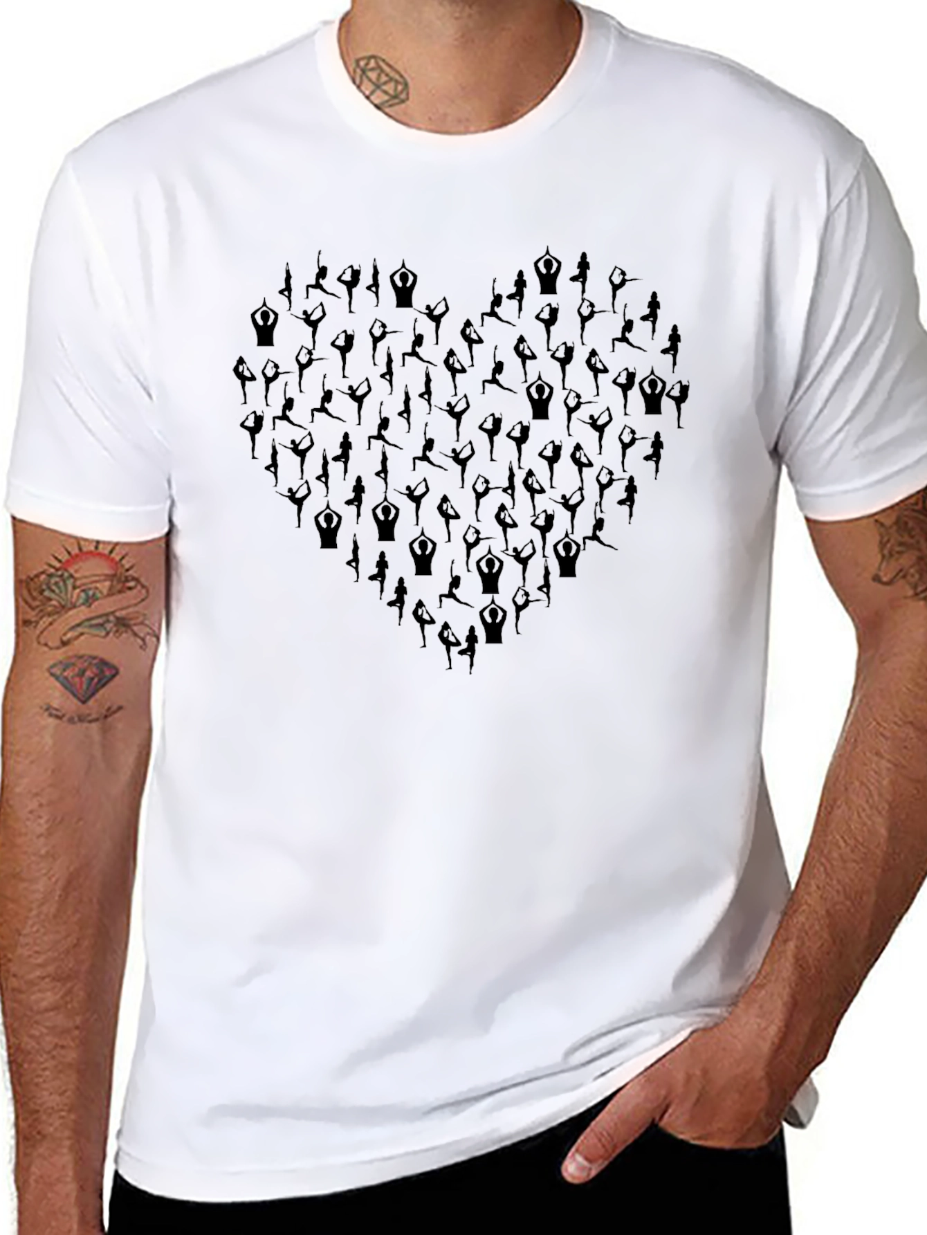 Yoga Heart Graphic Tee - Black