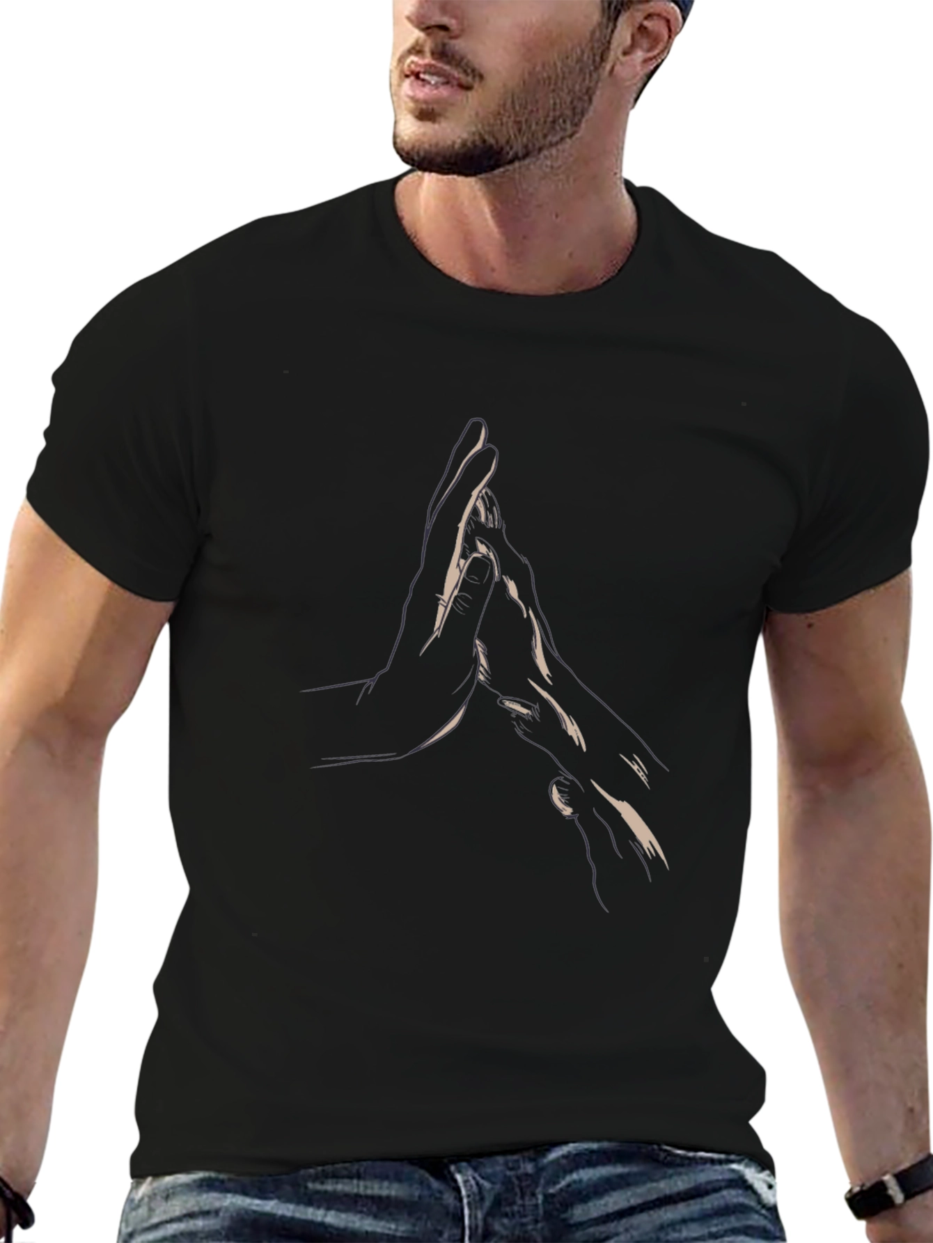 Minimalist Hand Design Black T-Shirt