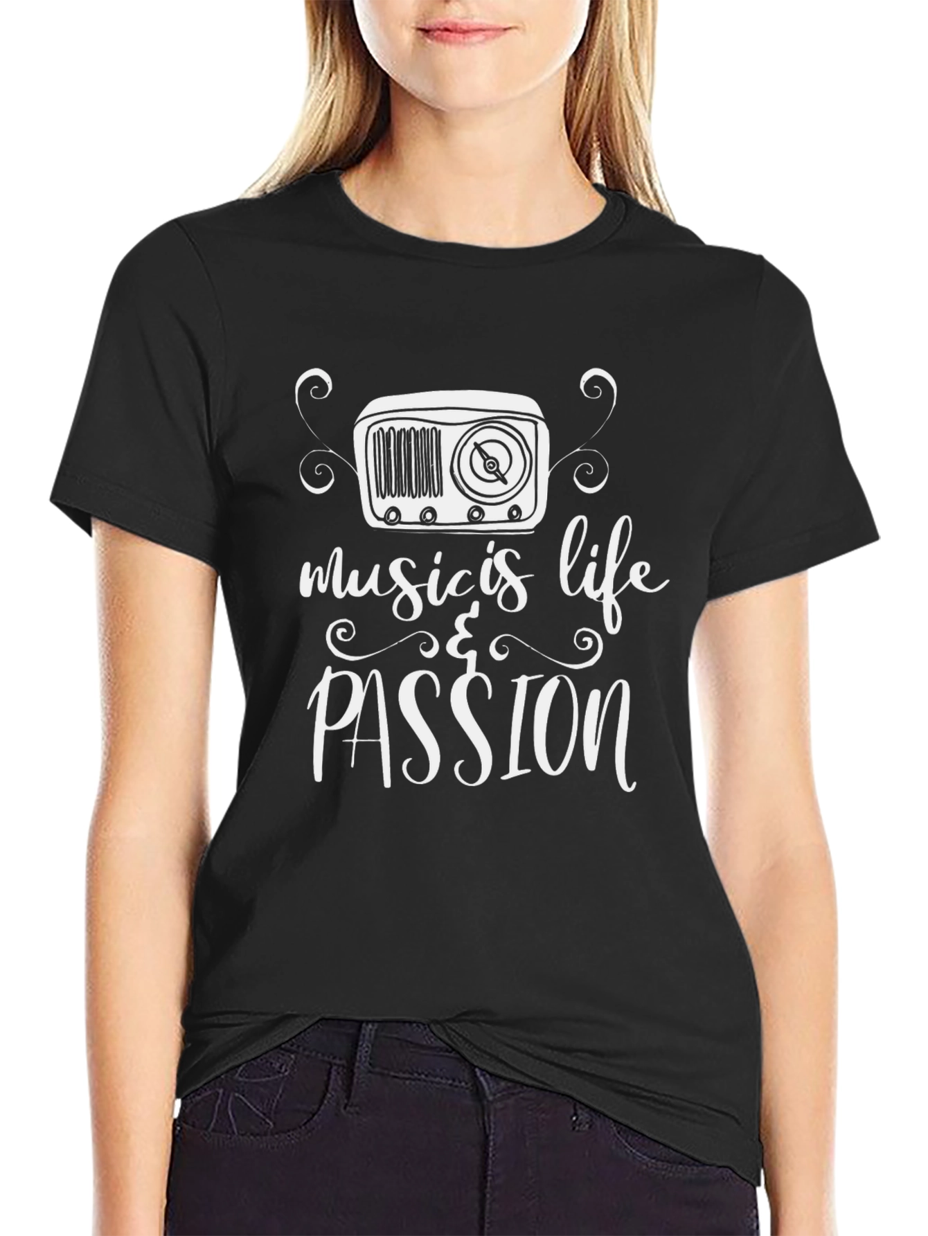 Music is Life & Passion T-Shirt - Black