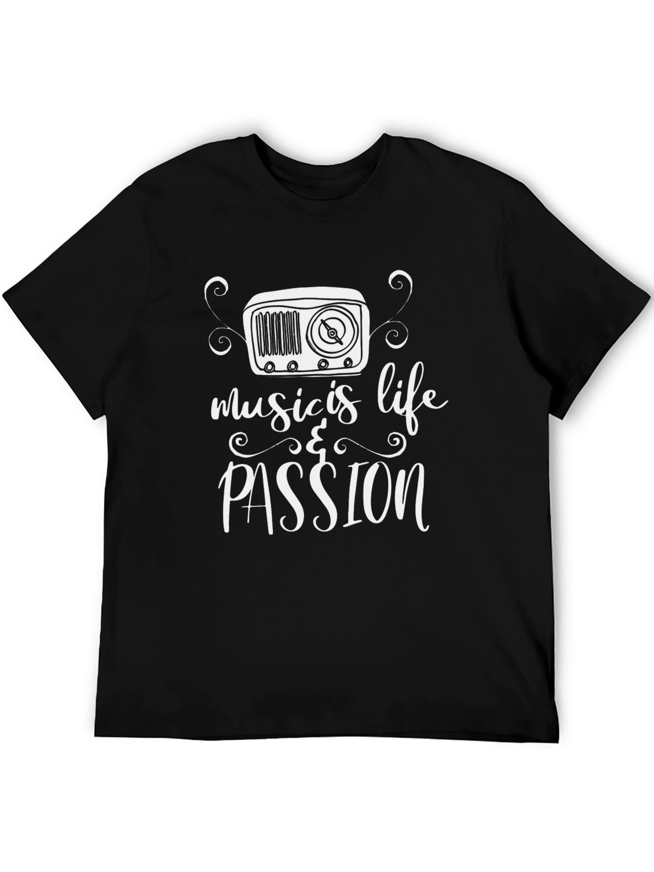 Music is Life & Passion T-Shirt - Black