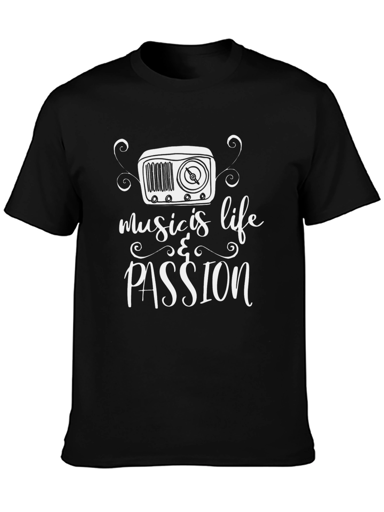 Music is Life & Passion T-Shirt - Black