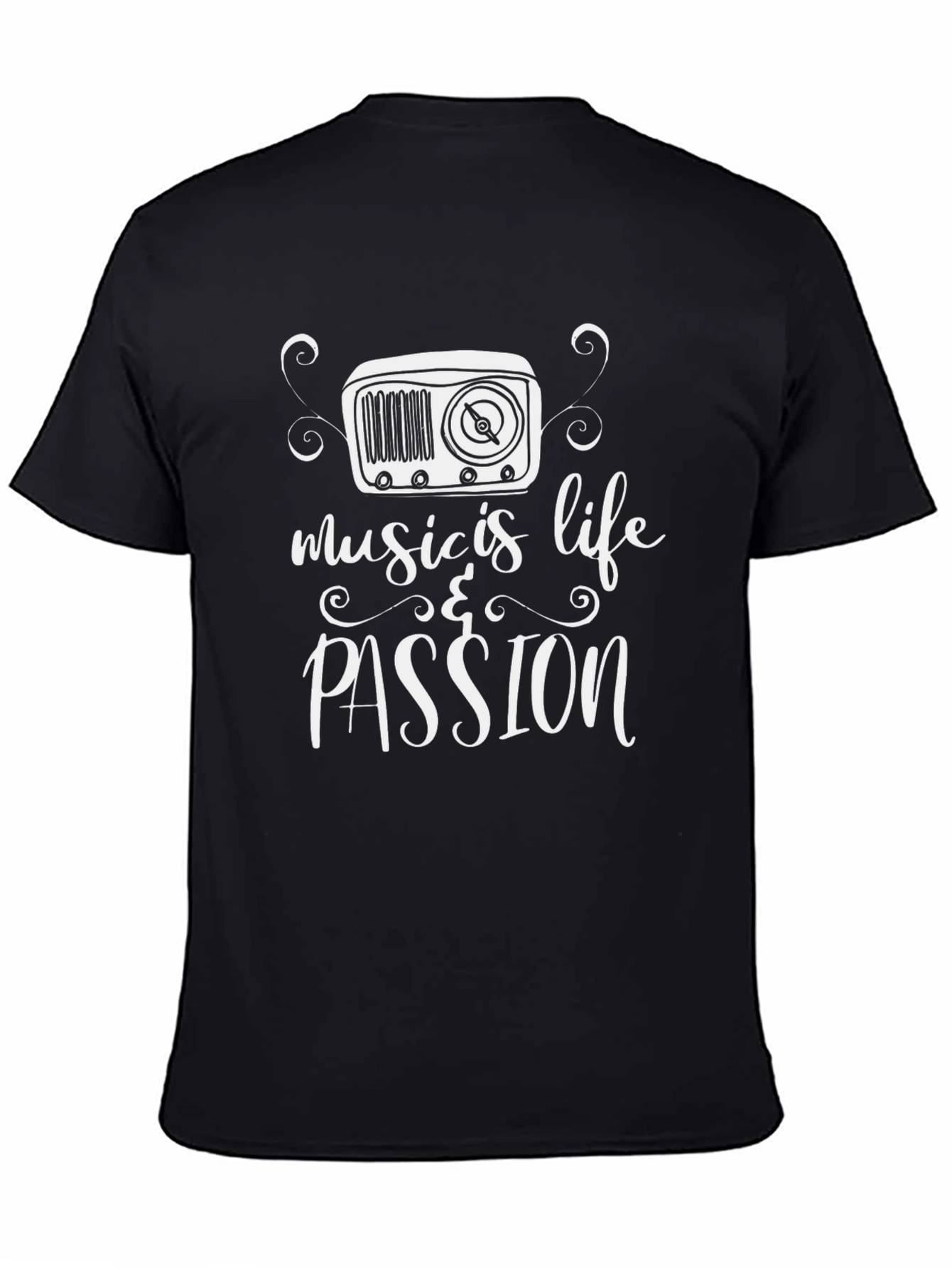 Music is Life & Passion T-Shirt - Black