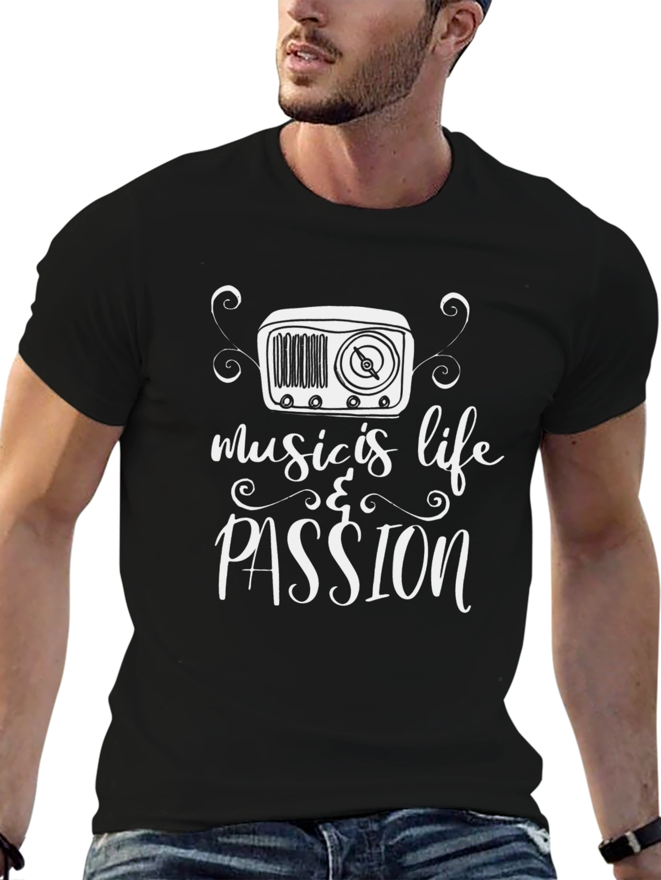 Music is Life & Passion T-Shirt - Black
