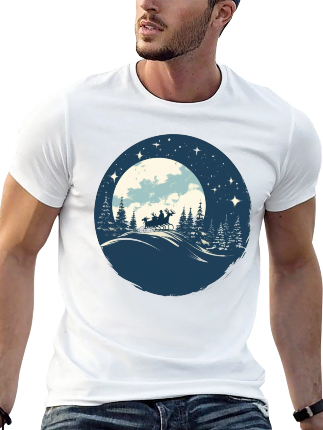 Santas Sleigh Silhouette T-Shirt