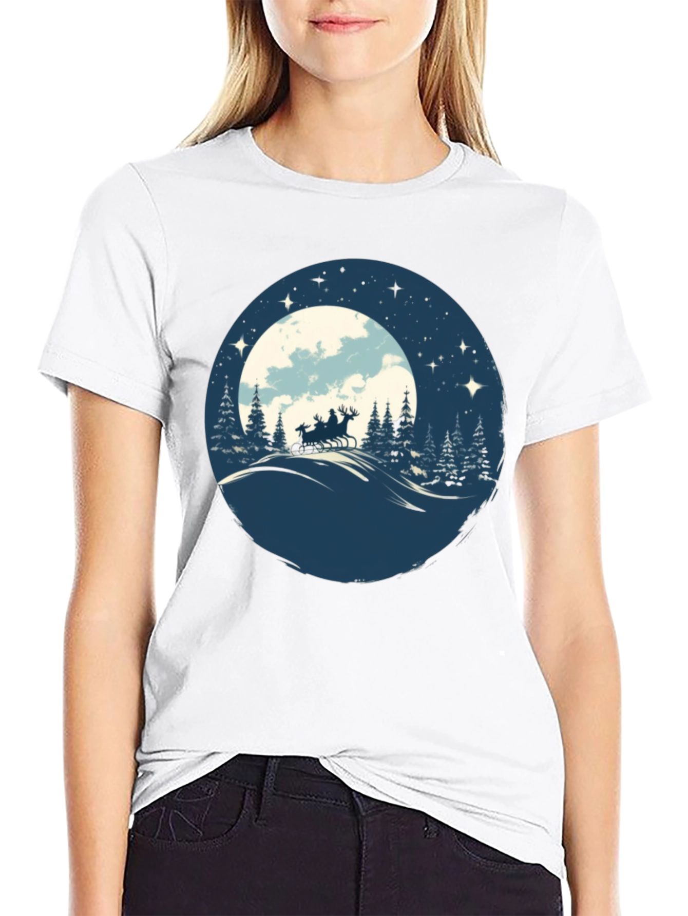 Santas Sleigh Silhouette T-Shirt