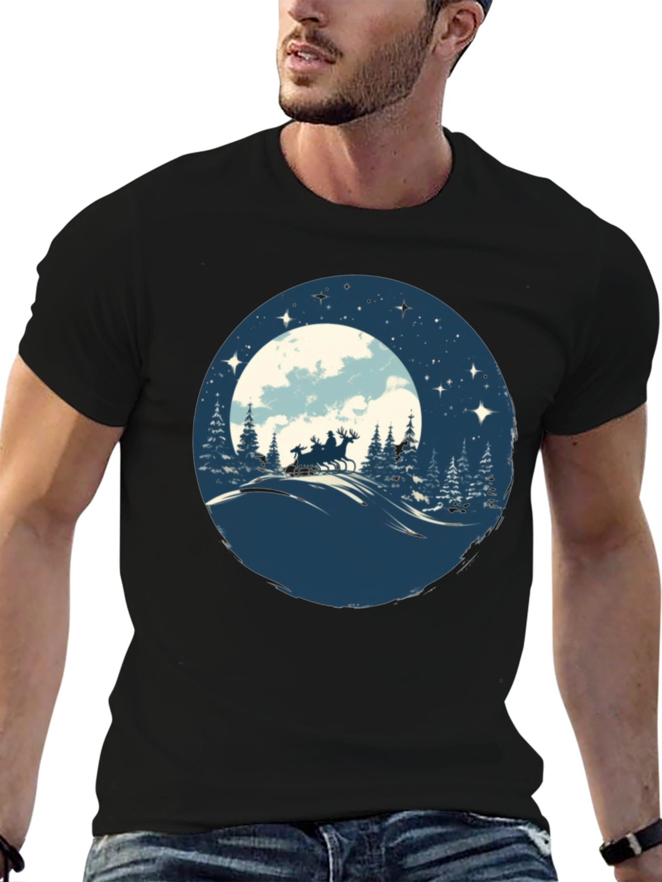 Santas Sleigh Silhouette T-Shirt
