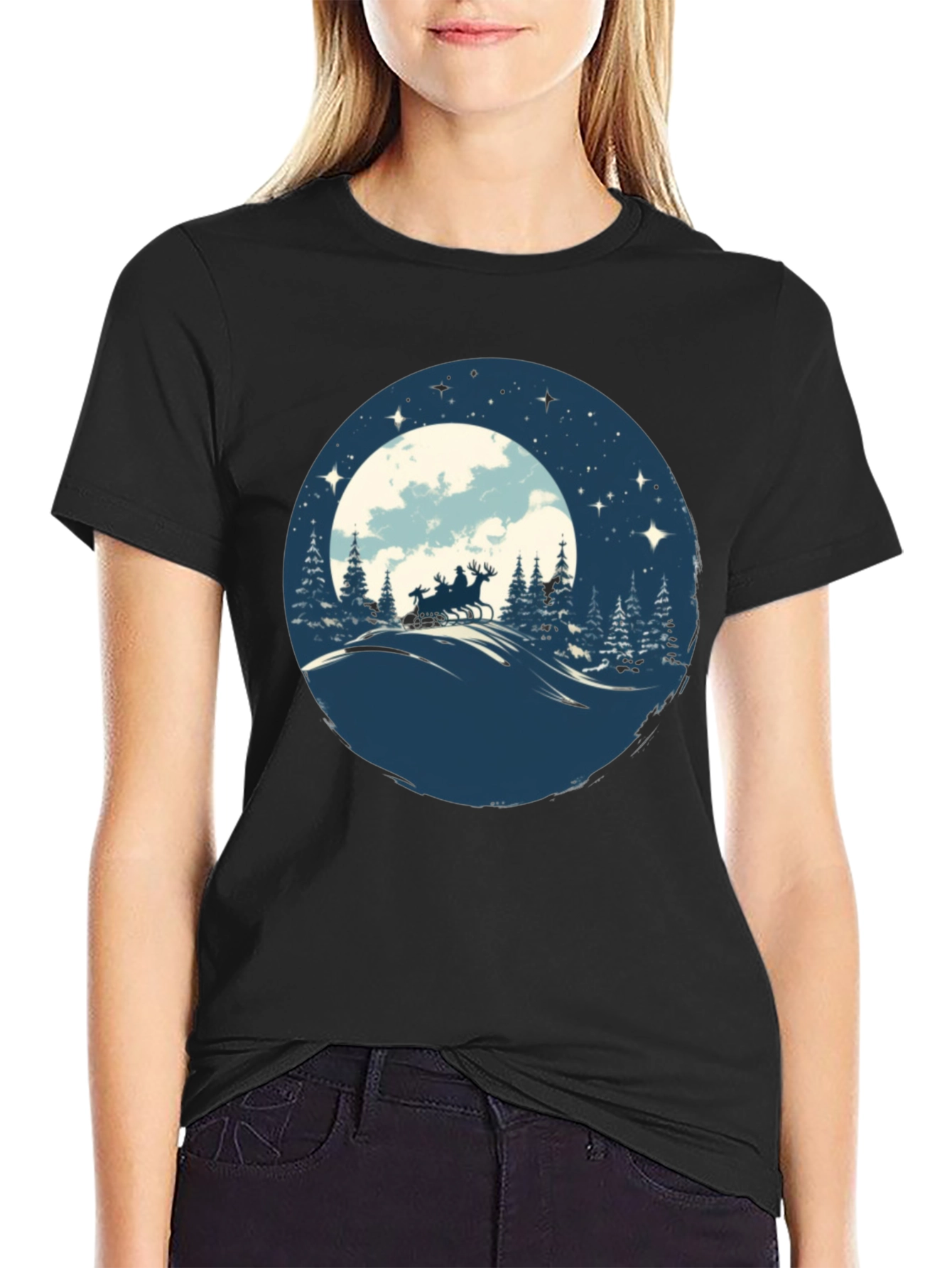 Santas Sleigh Silhouette T-Shirt