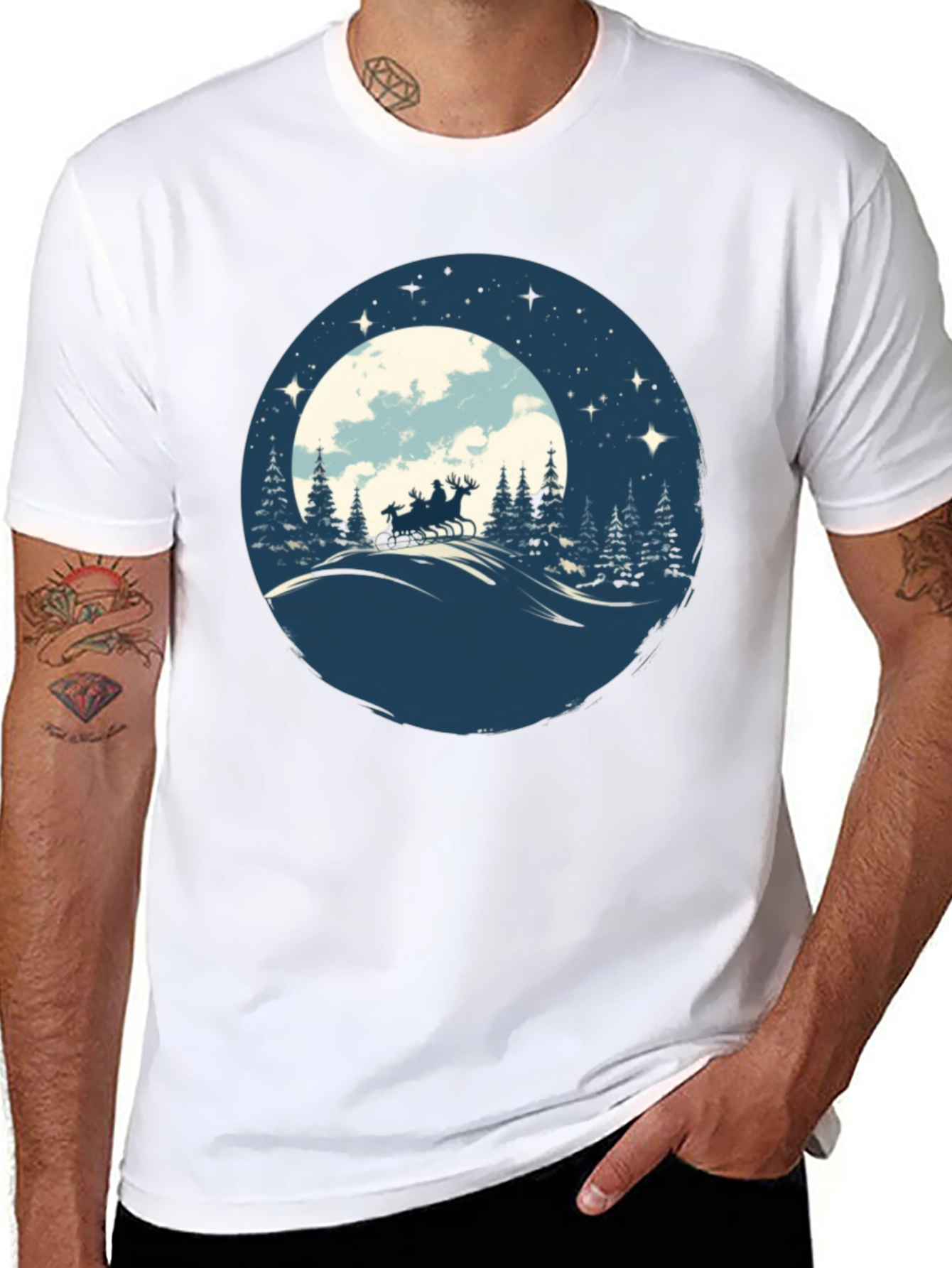 Santas Sleigh Silhouette T-Shirt