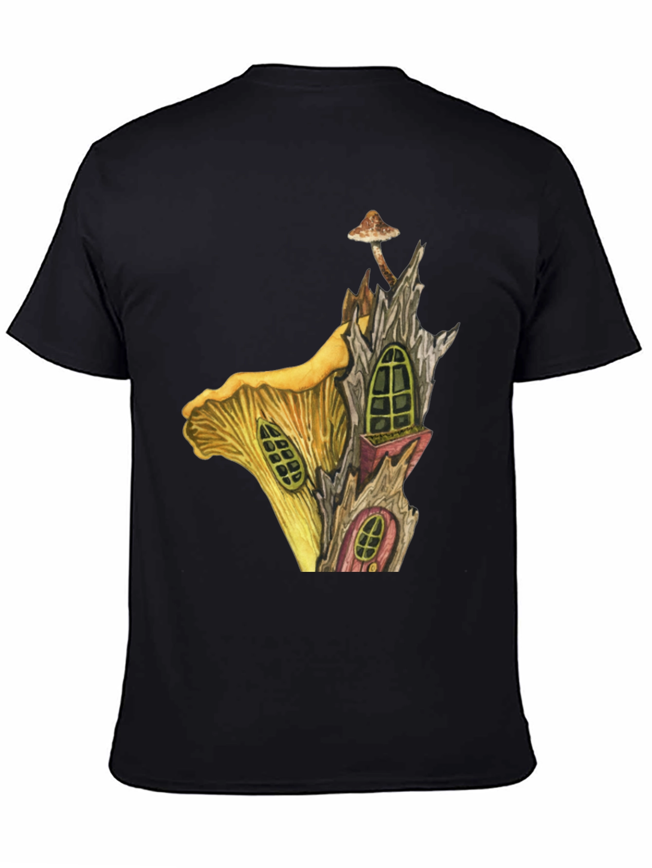 Mushroom House Graphic Tee - Whimsical Fantasy T-Shirt