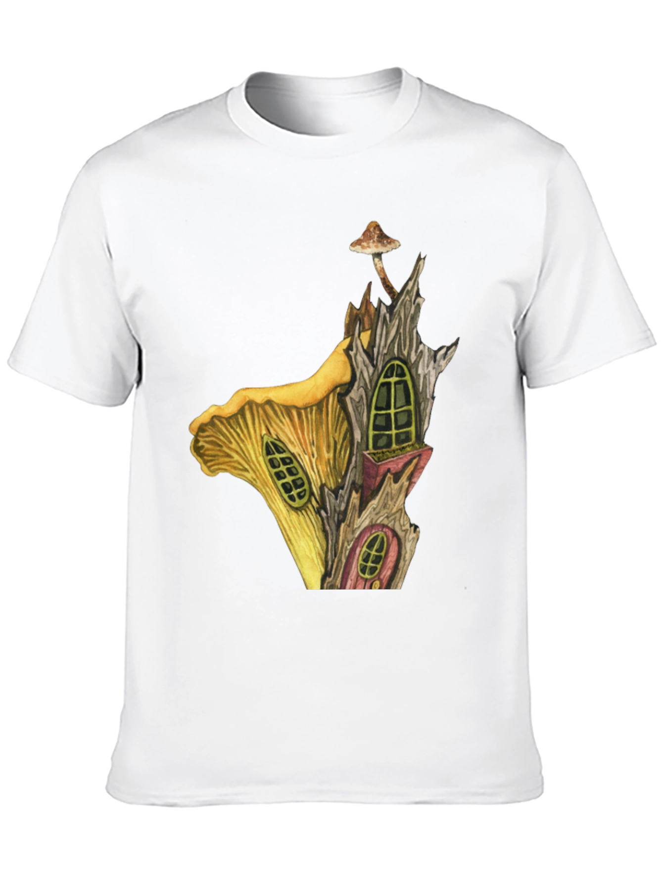 Mushroom House Graphic Tee - Whimsical Fantasy T-Shirt