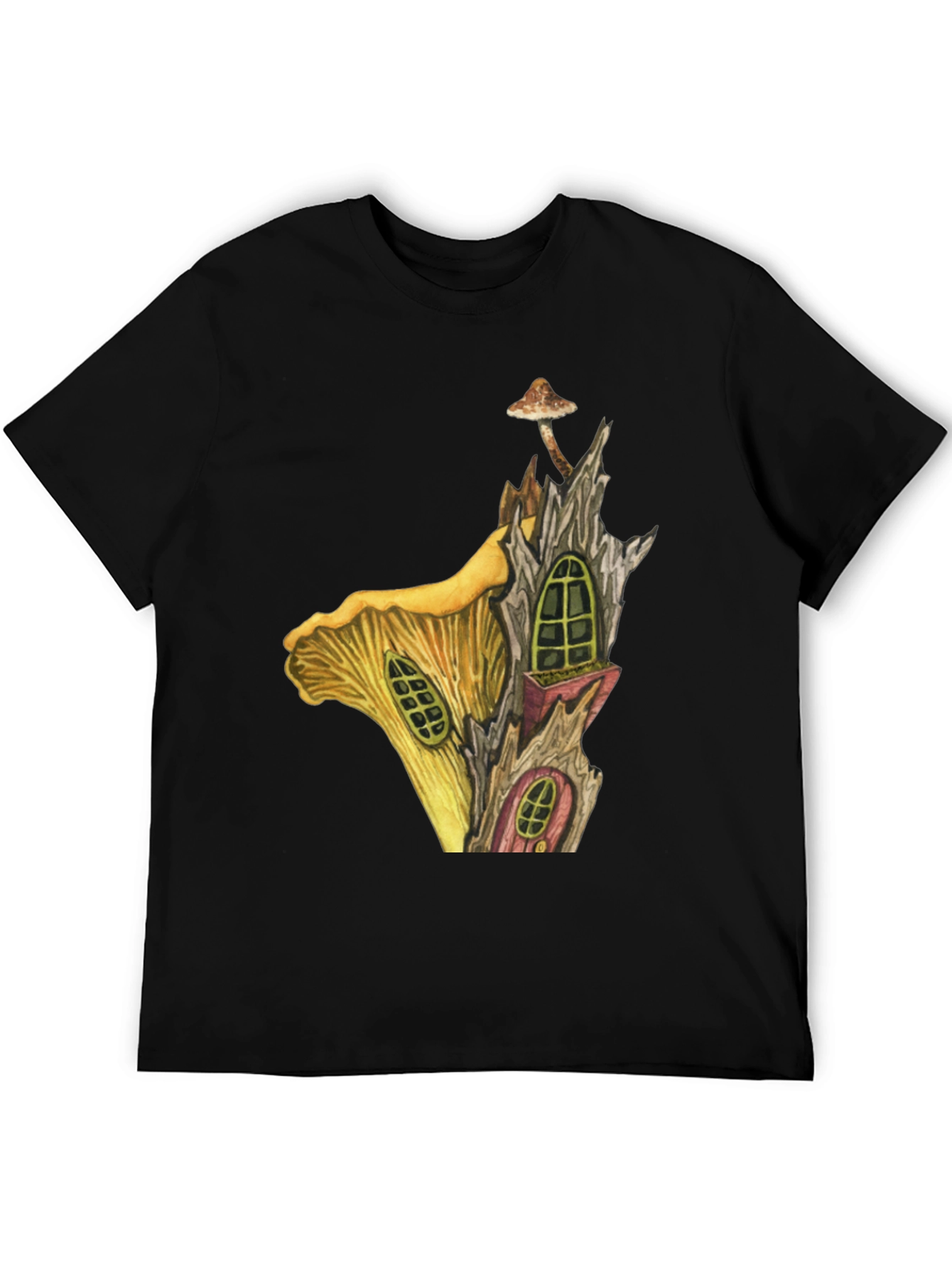 Mushroom House Graphic Tee - Whimsical Fantasy T-Shirt