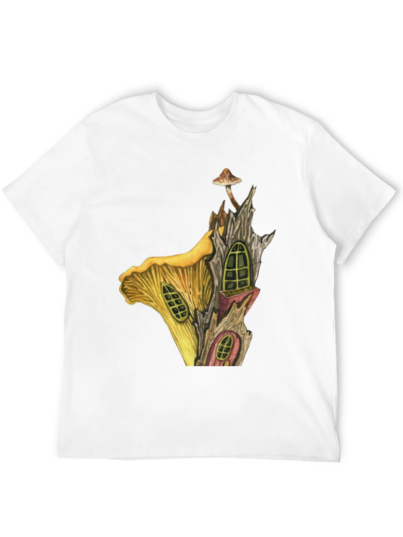 Mushroom House Graphic Tee - Whimsical Fantasy T-Shirt