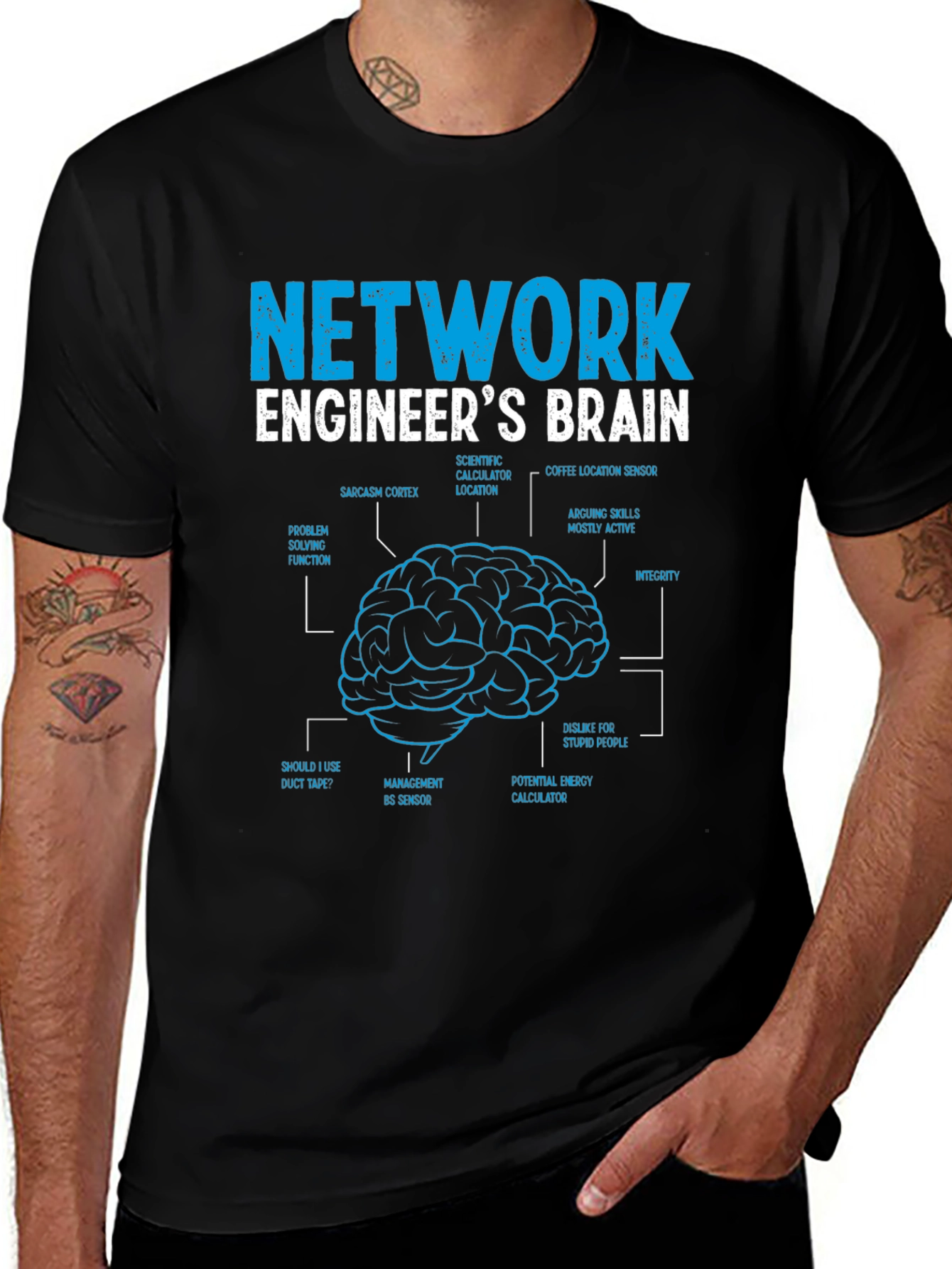 Network Engineer Brain Diagram Graphic T-Shirt