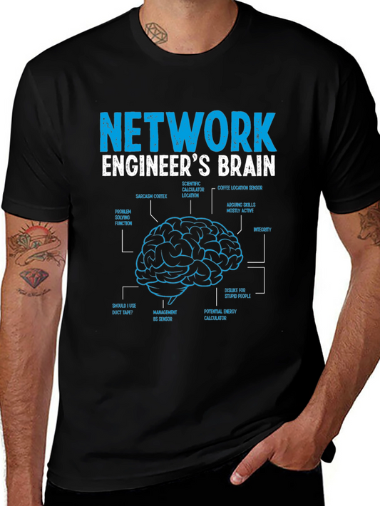 Network Engineer Brain Diagram Graphic T-Shirt