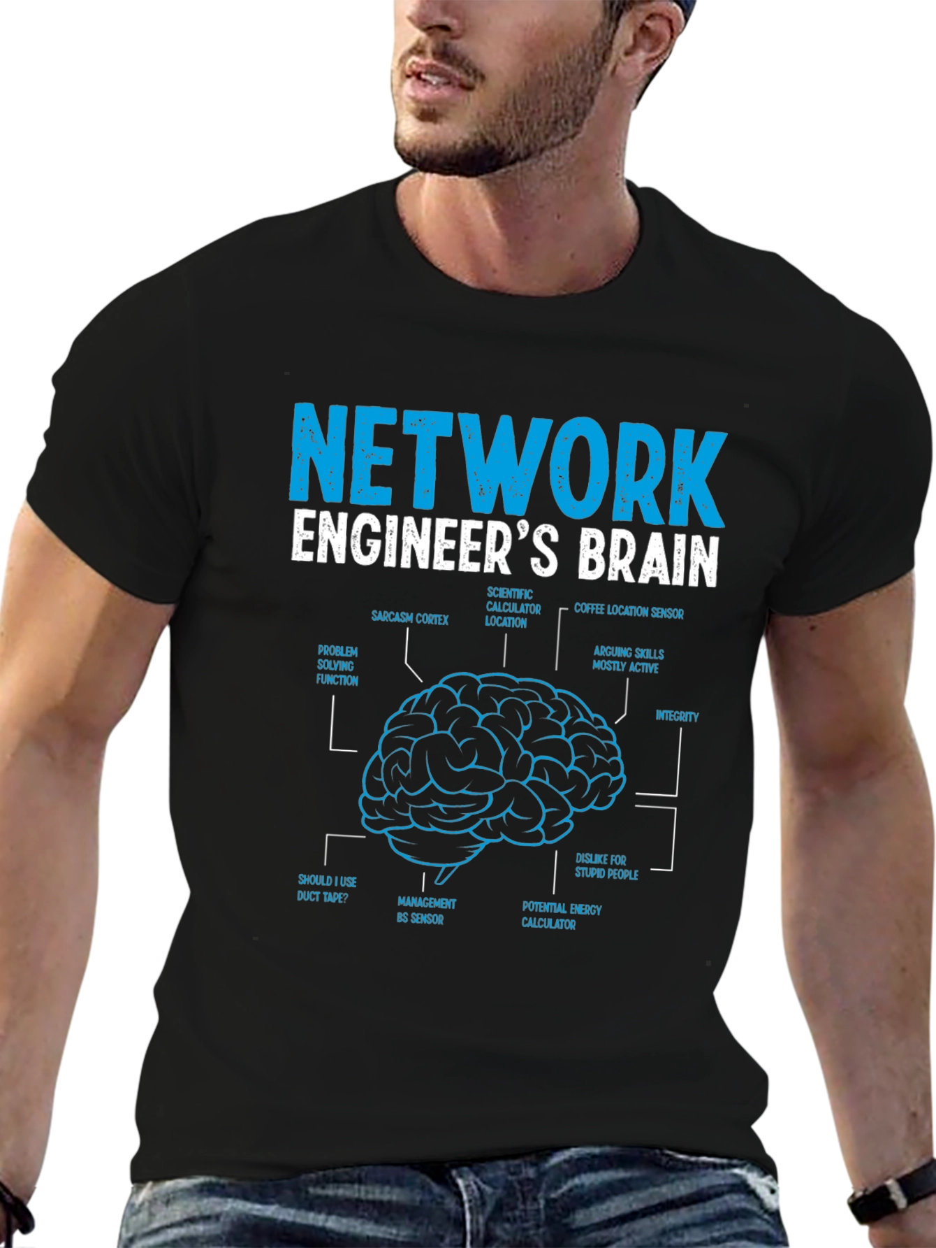 Network Engineer Brain Diagram Graphic T-Shirt