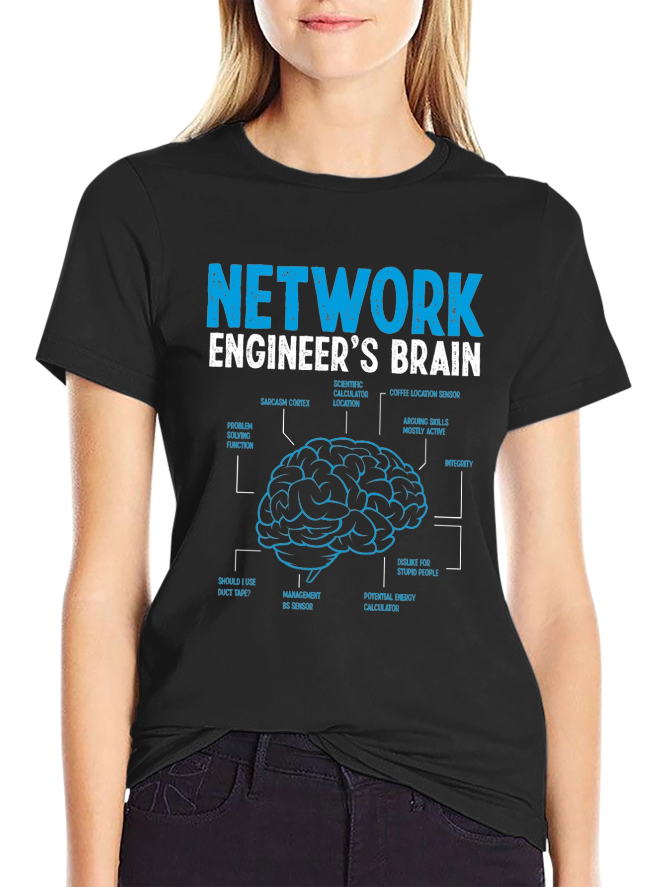 Network Engineer Brain Diagram Graphic T-Shirt