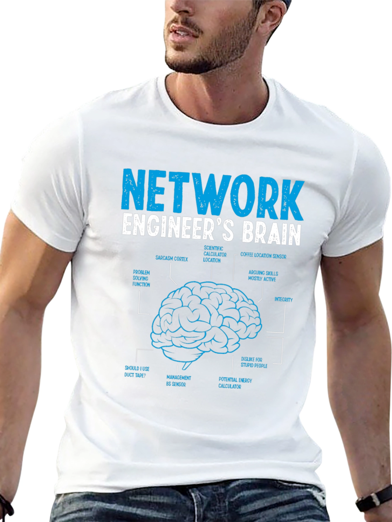 Network Engineer Brain Diagram Graphic T-Shirt