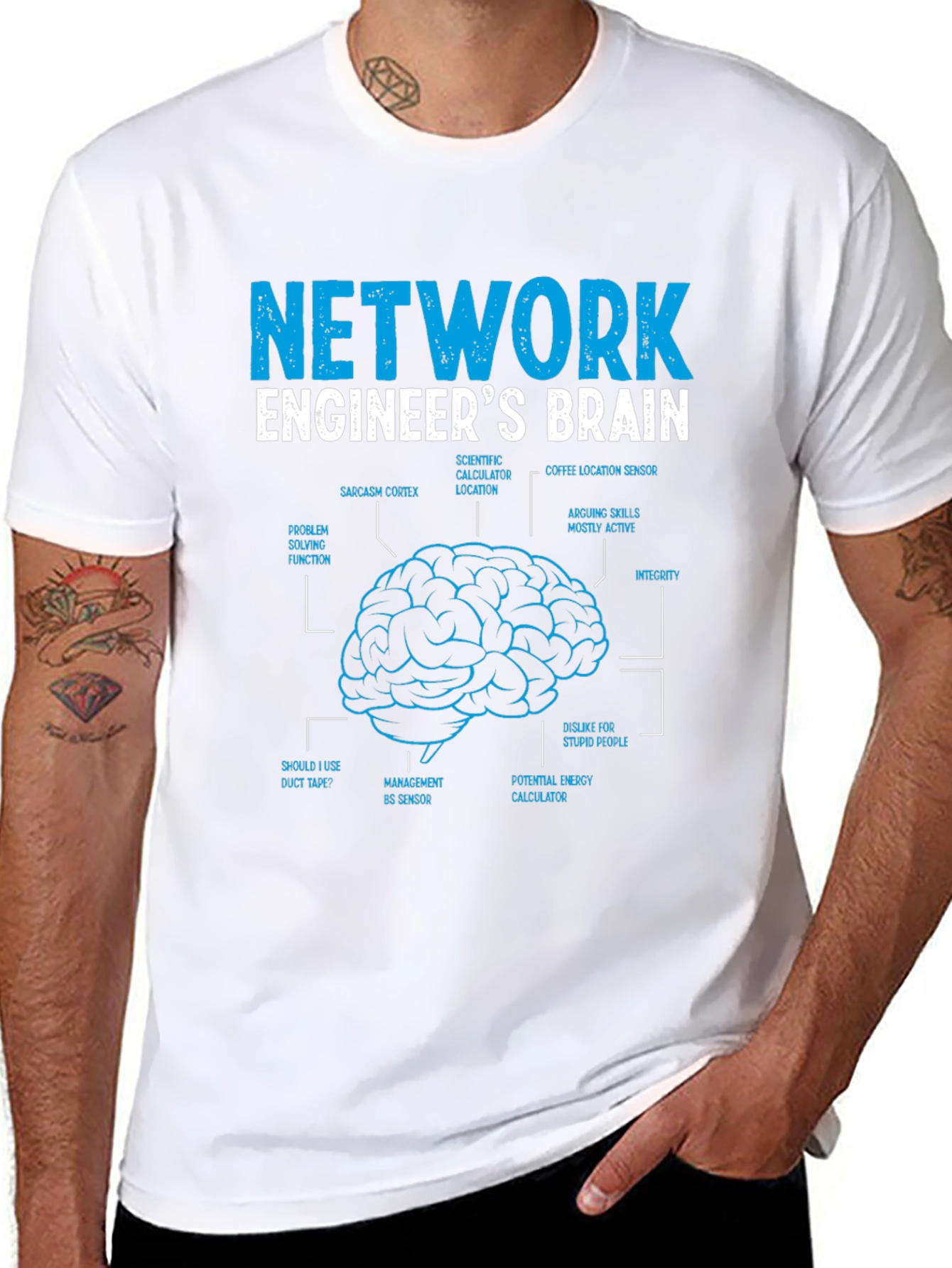 Network Engineer Brain Diagram Graphic T-Shirt