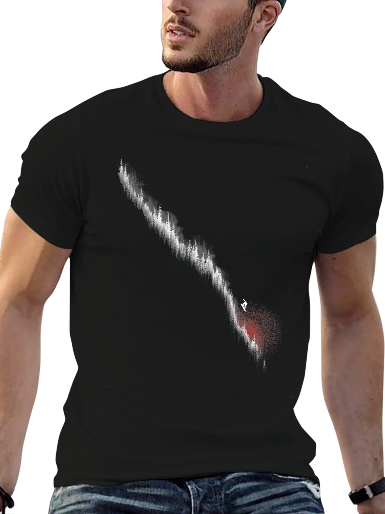 Abstract Graphic Print Black T-Shirt for Men