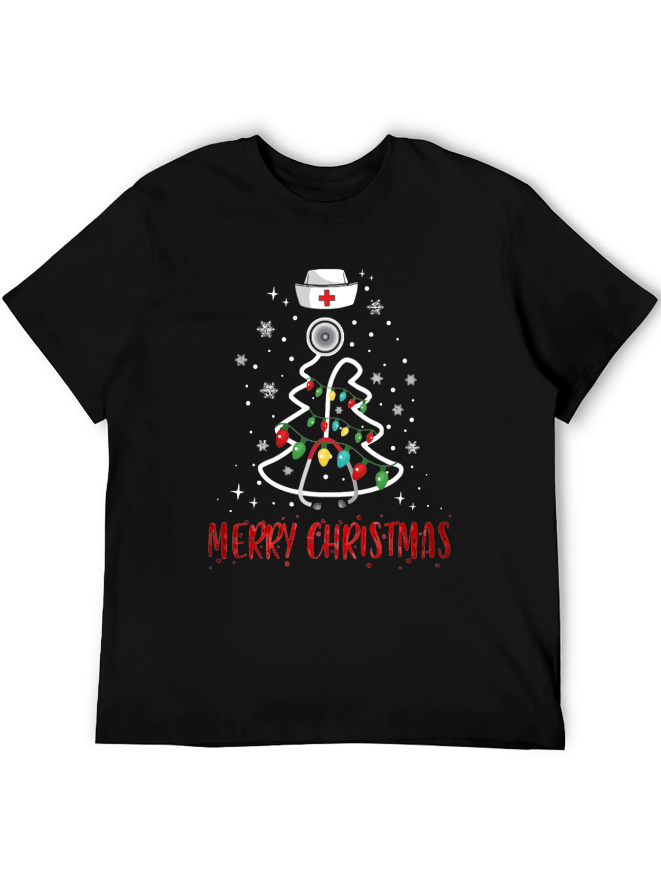 Nurse Christmas Tree Stethoscope Graphic Tee