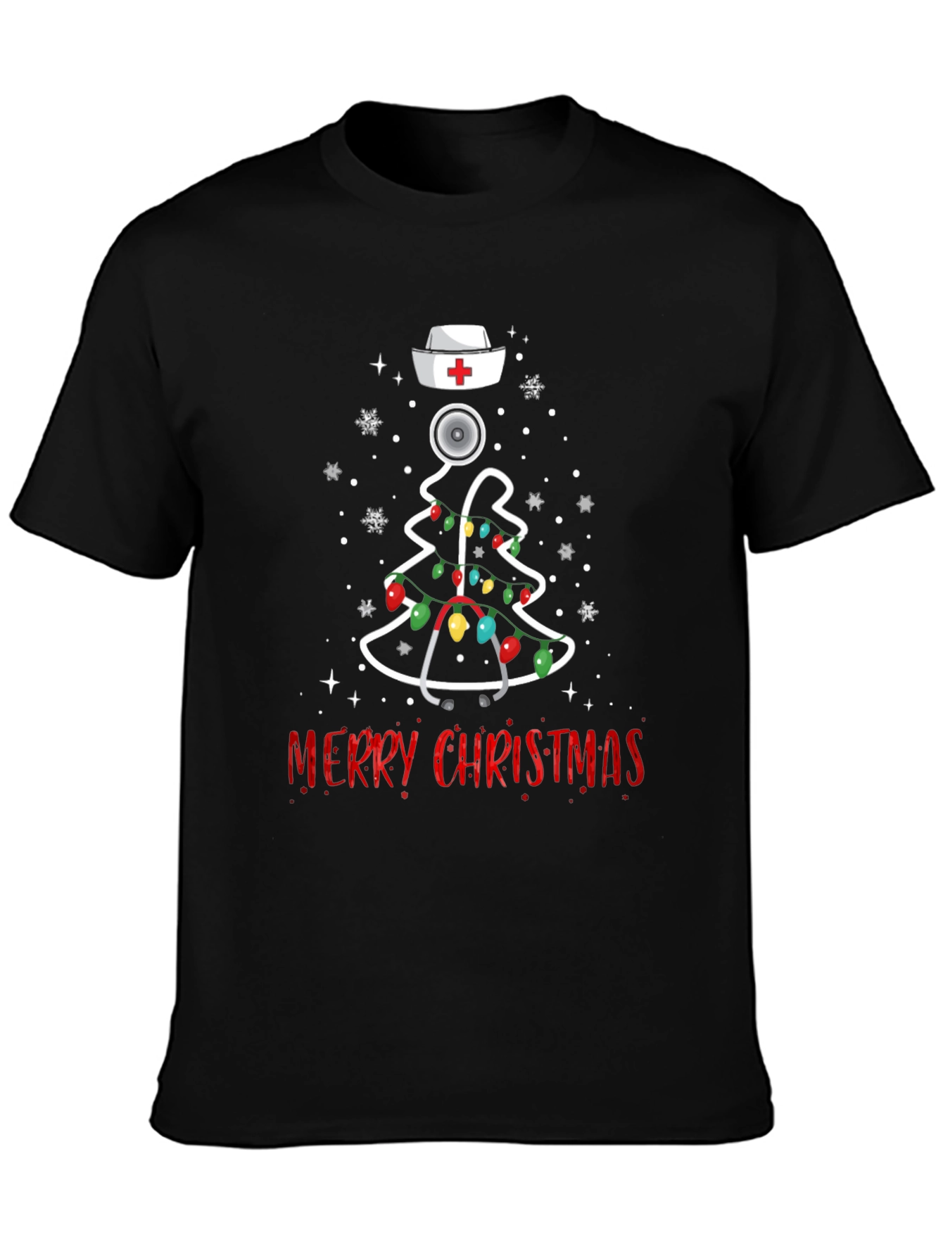 Nurse Christmas Tree Stethoscope Graphic Tee