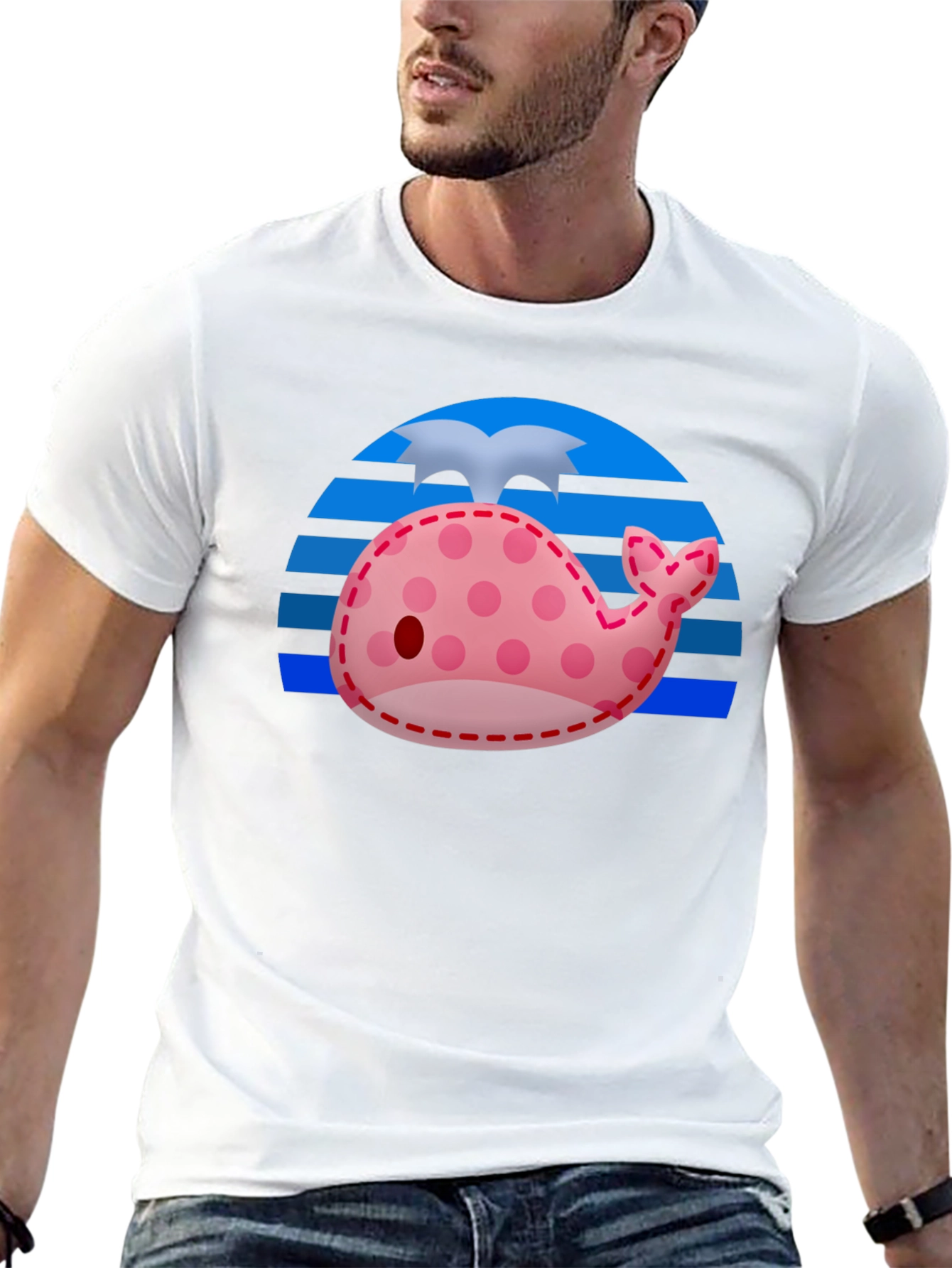 Cute Whale Patchwork Graphic Tee