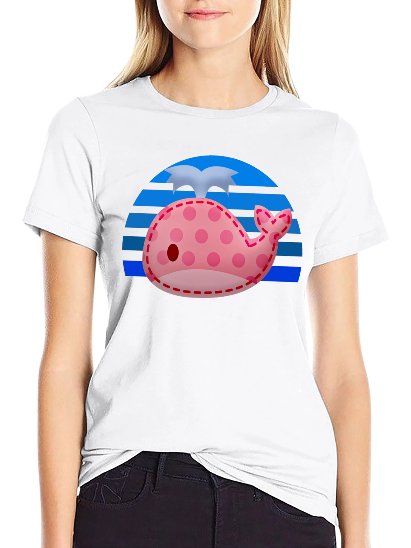 Cute Whale Patchwork Graphic Tee