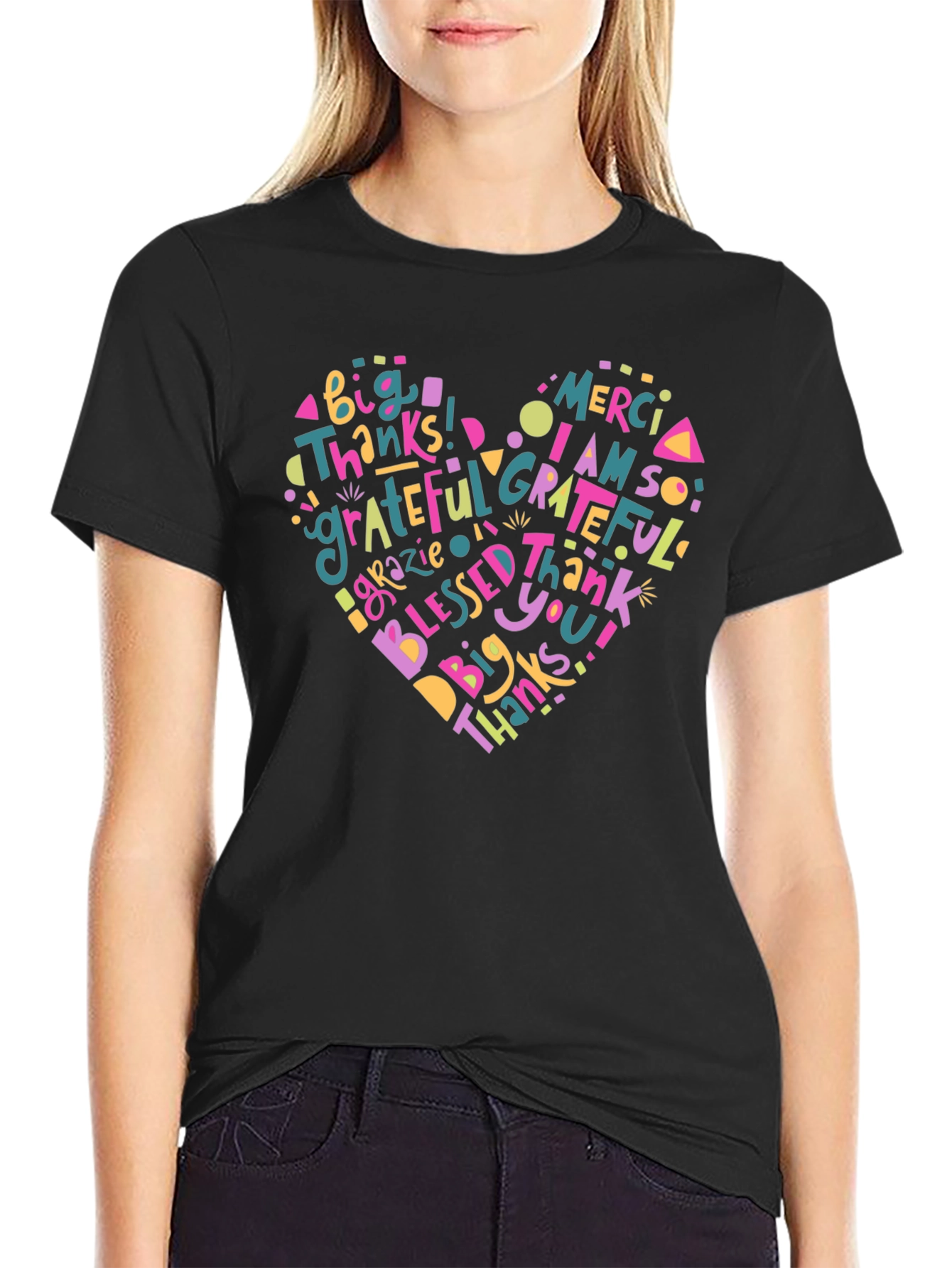 Grateful Heart Graphic T-Shirt - Thankful Design
