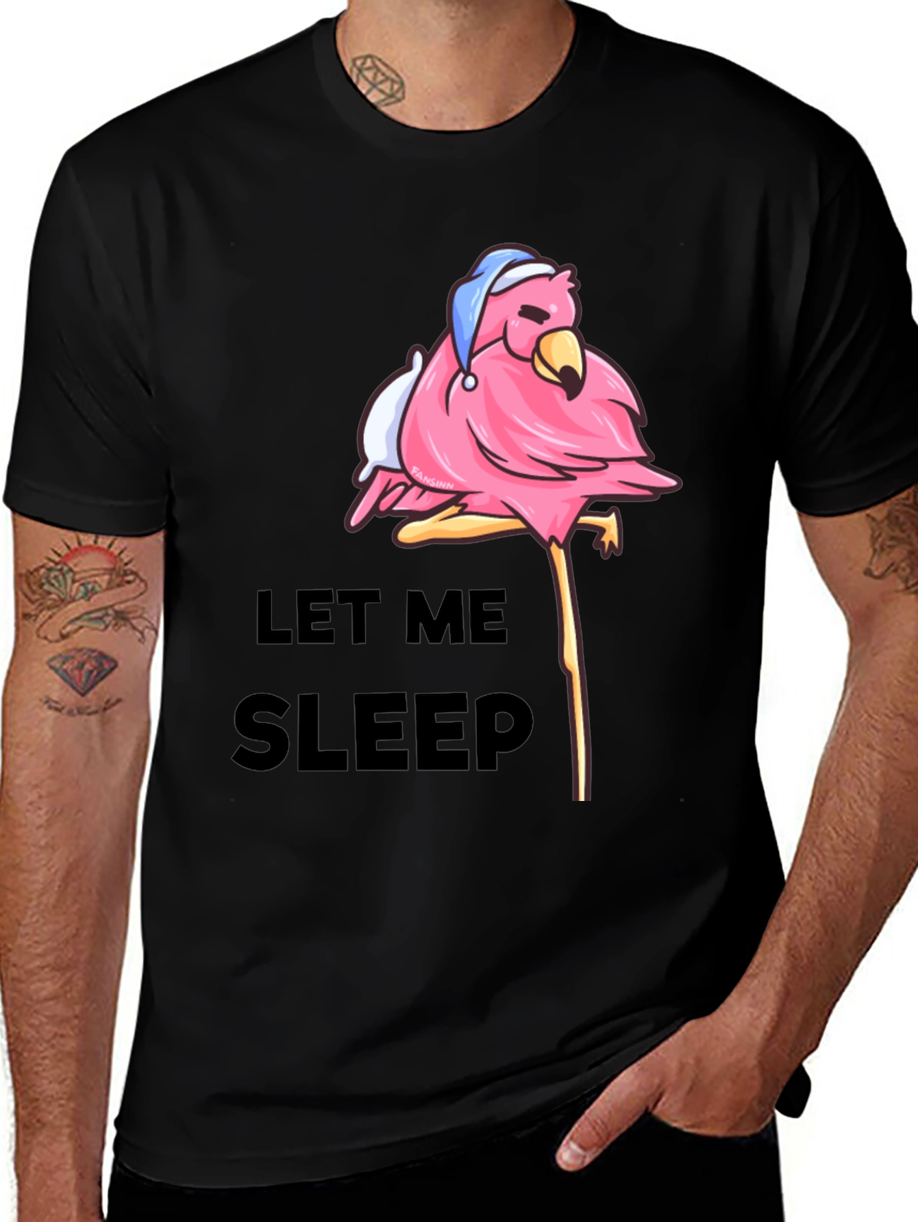 Let Me Sleep Flamingo T-Shirt - Black