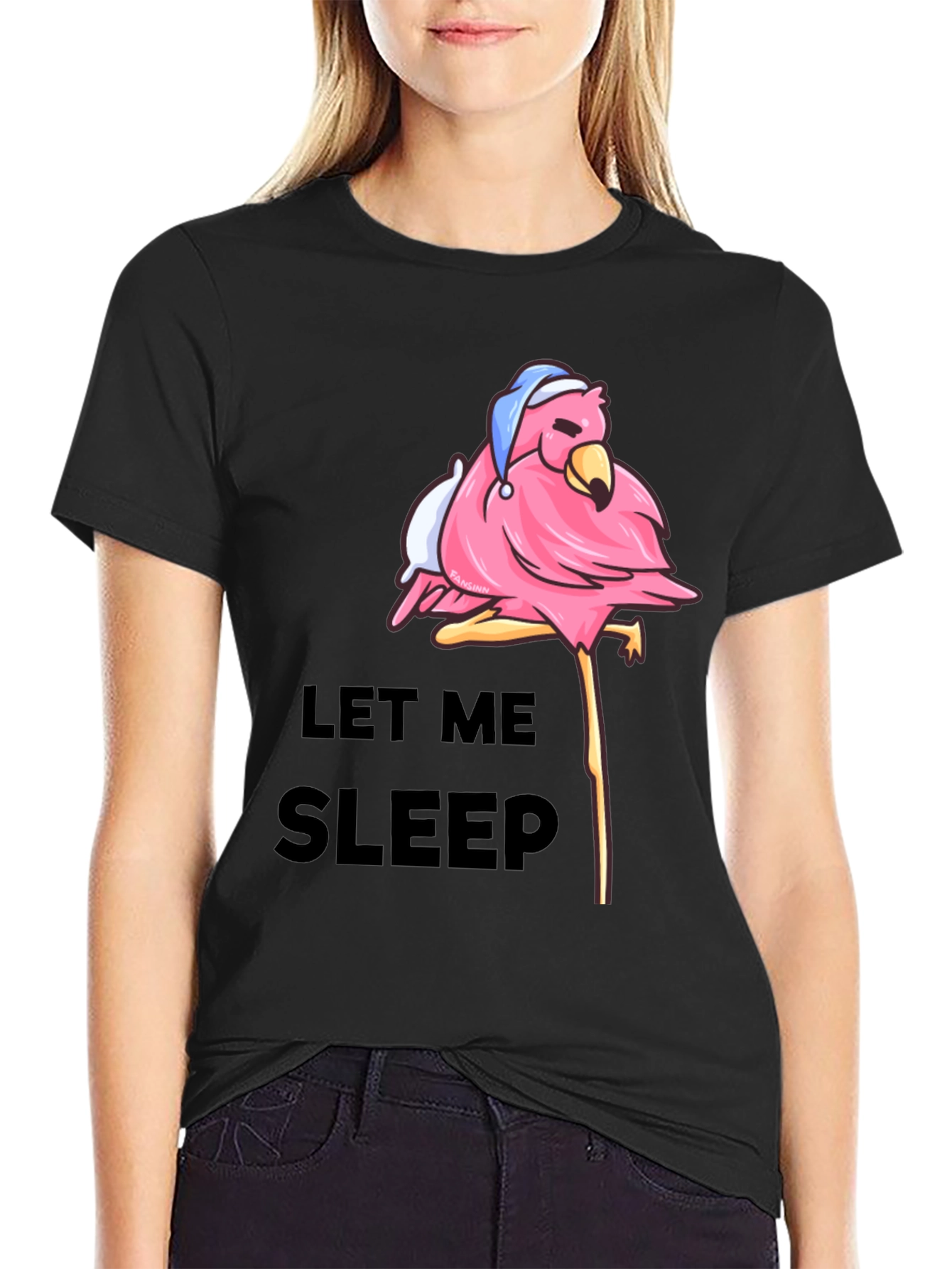Let Me Sleep Flamingo T-Shirt - Black